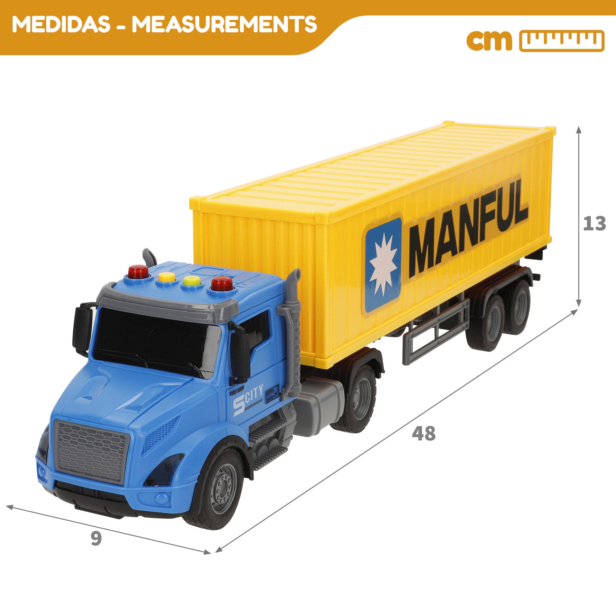 Camión contenedor fricción con luz y sonido Speed & Go