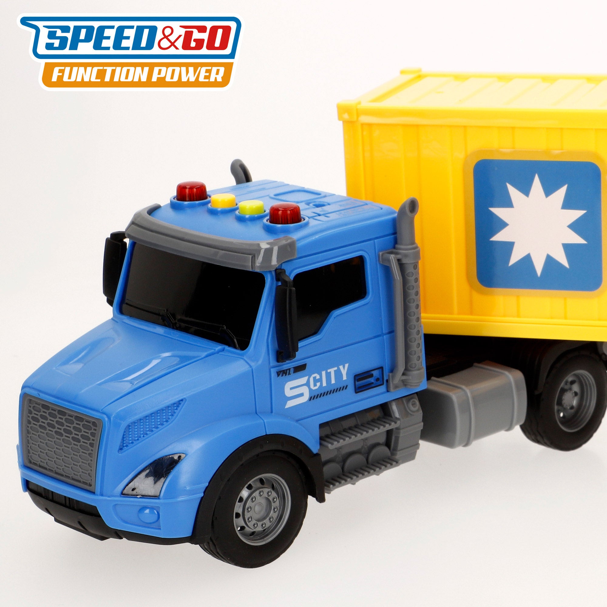 Camión contenedor fricción con luz y sonido Speed & Go