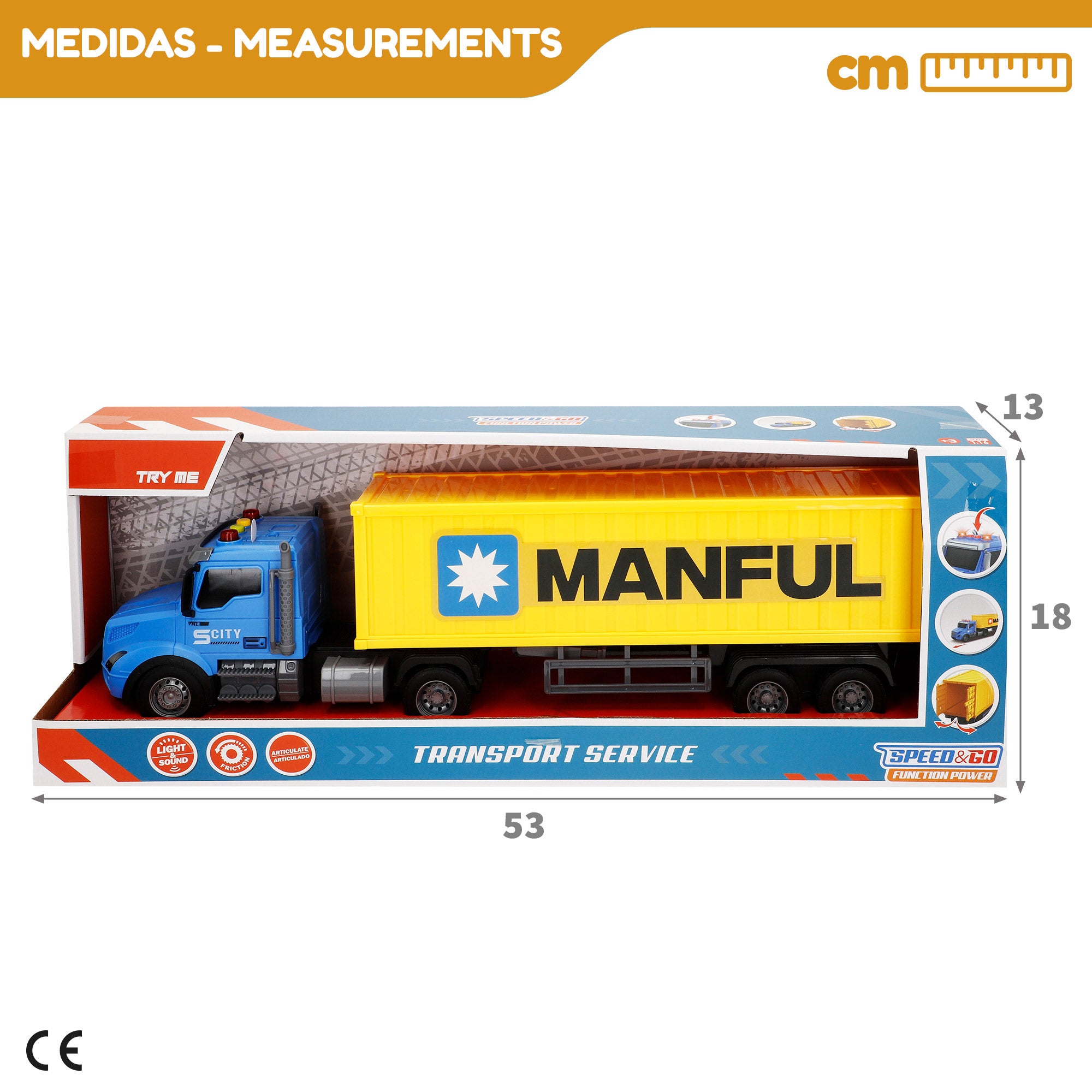 Camión contenedor fricción con luz y sonido Speed & Go