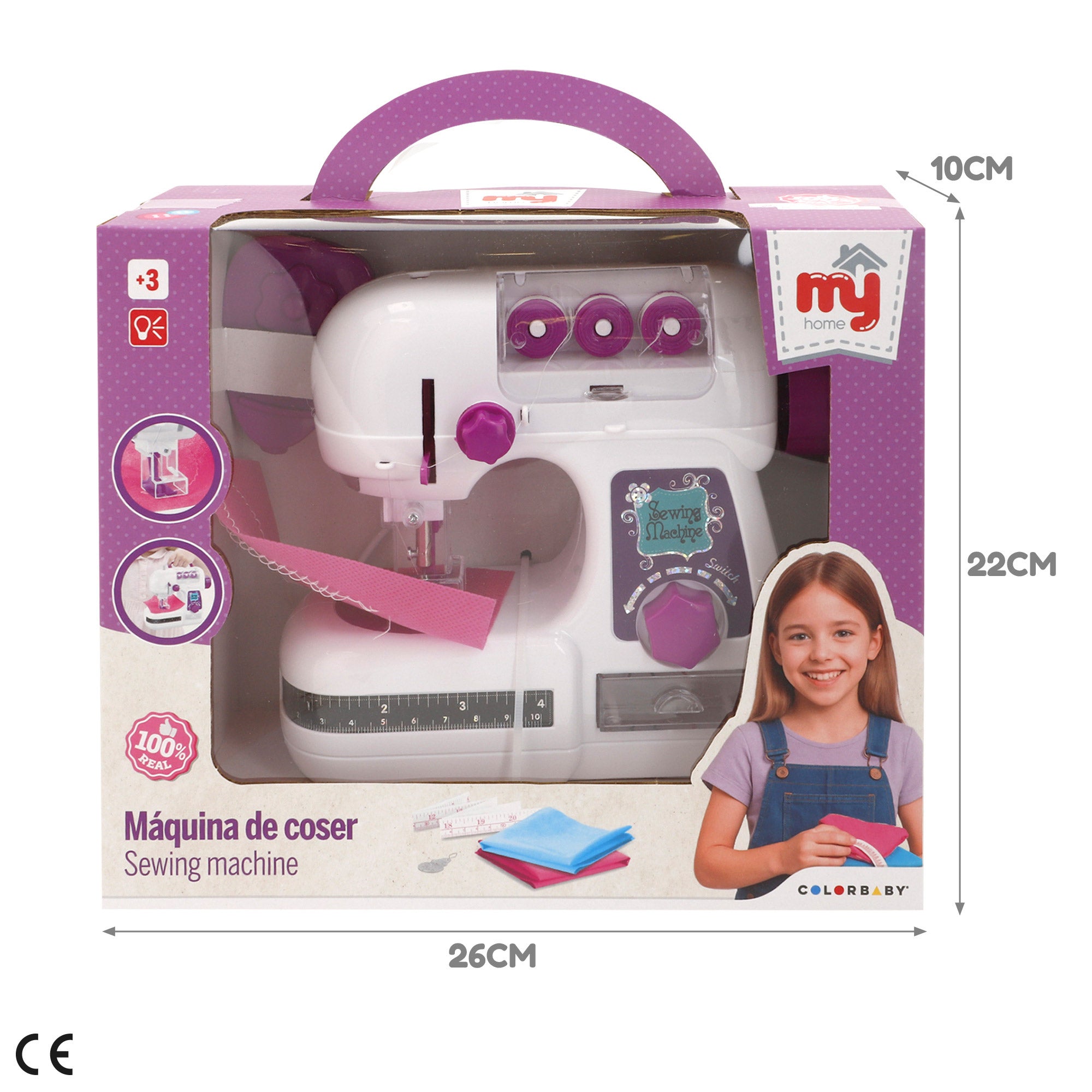 Máquina de coser infantil con luz y accesorios My Home