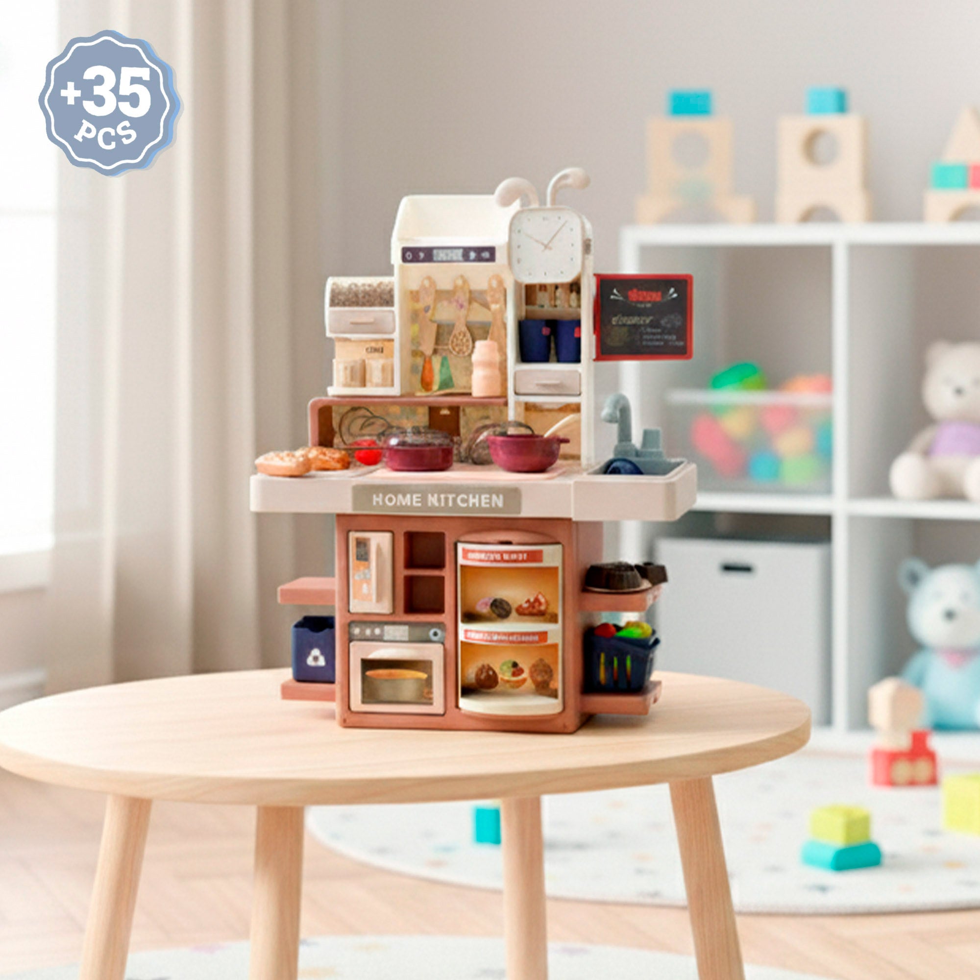 Cocina miniatura pastel con alimentos luz y sonido My Home