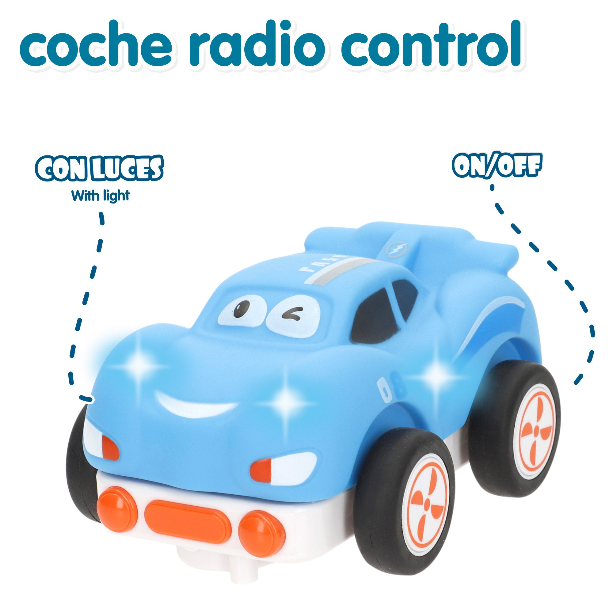 Coche bebé juguete teledirigido azul con luz C'Baby