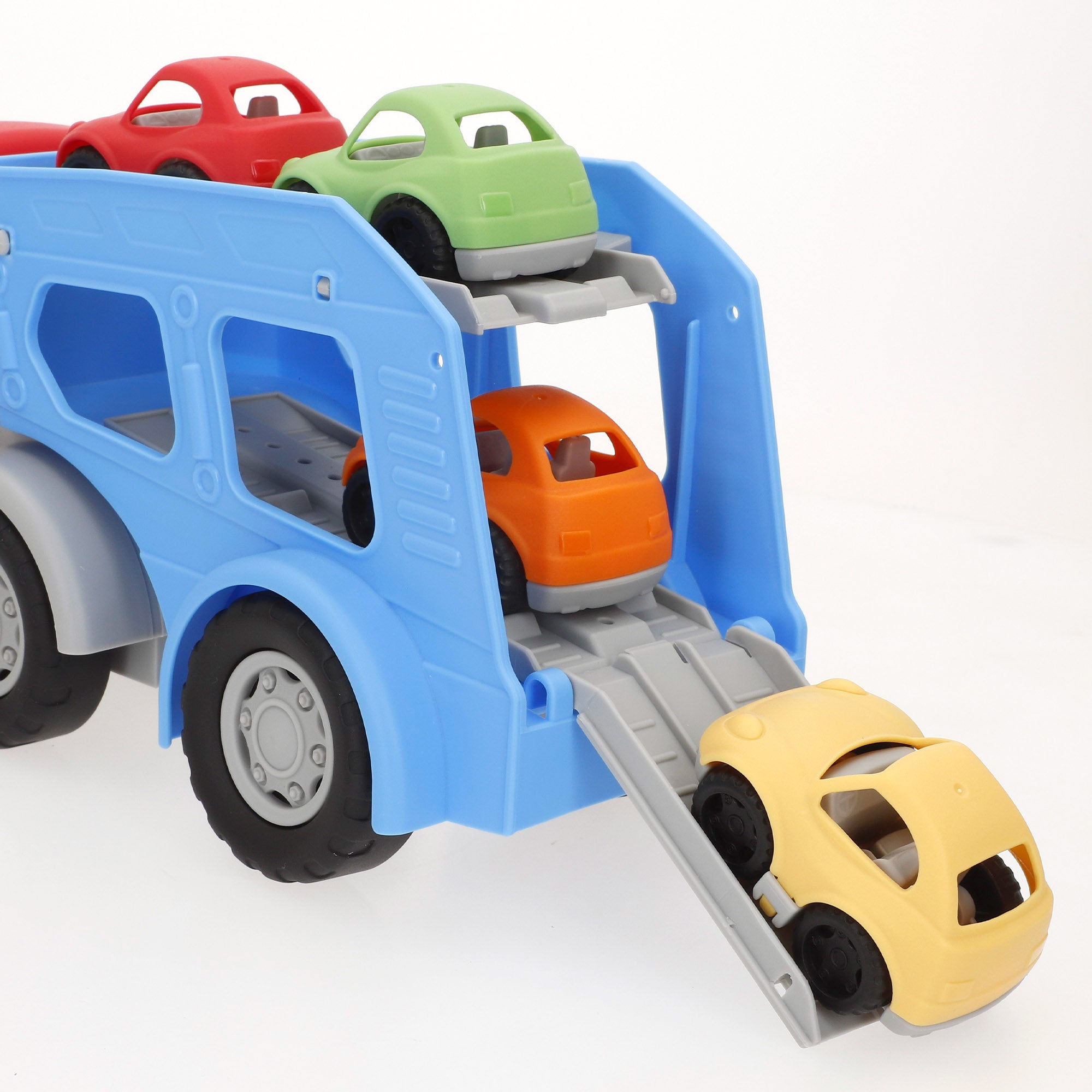 PLAY Camión infantil de juguete transportador con rampa y 4 coches
