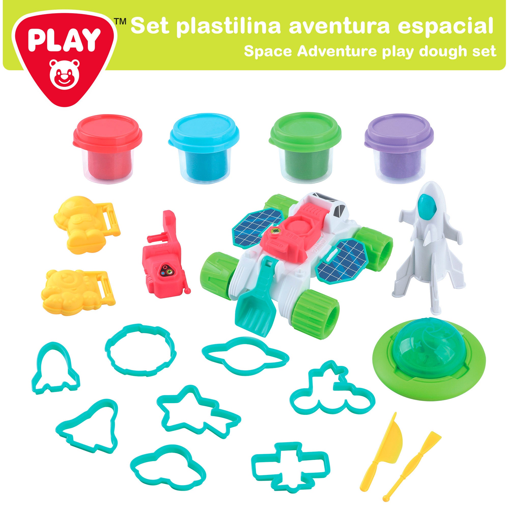 PLAY Juego de plastilina aventura espacial con moldes y accesorios
