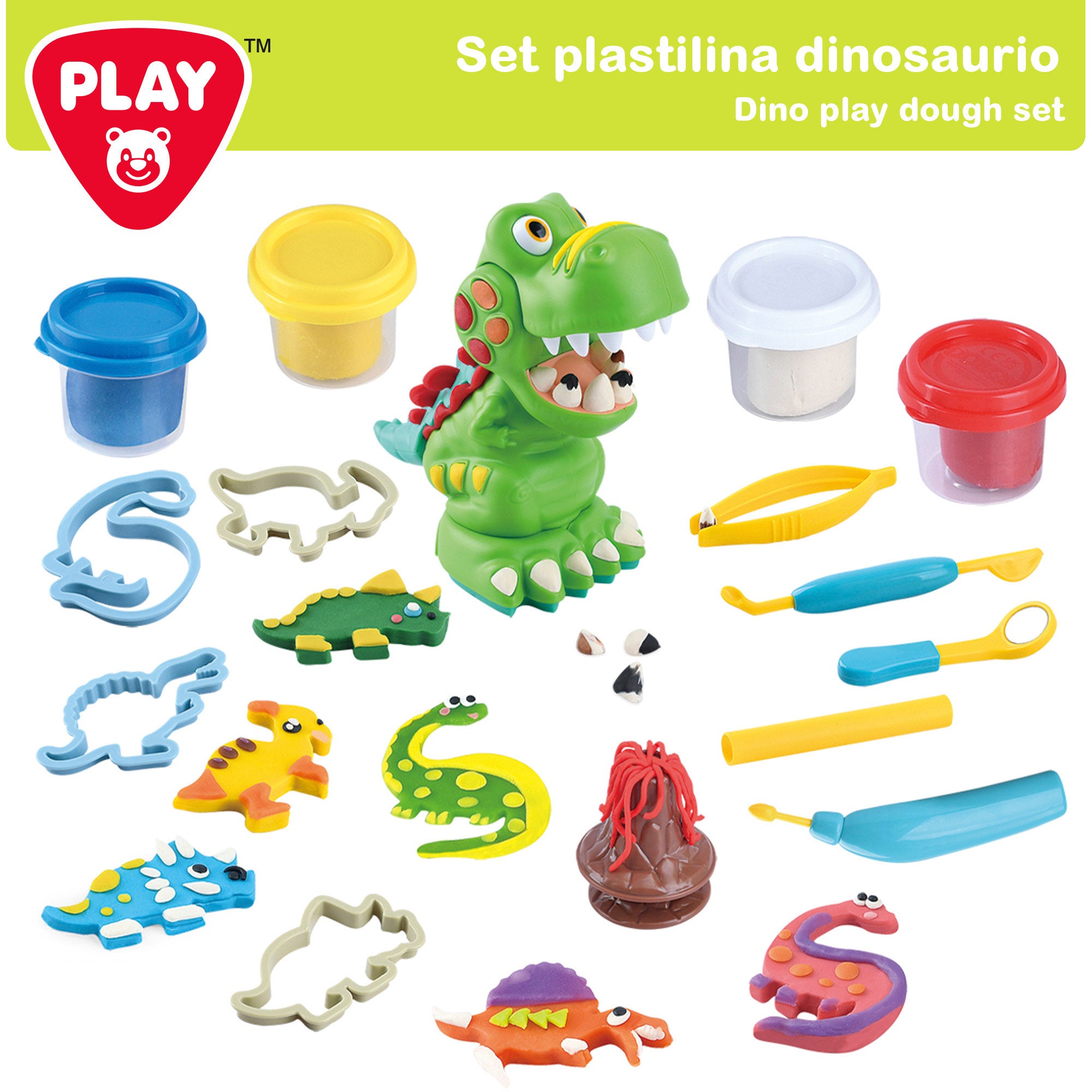 PLAY Juego de plastilina dinosaurio dentista con moldes y accesorios