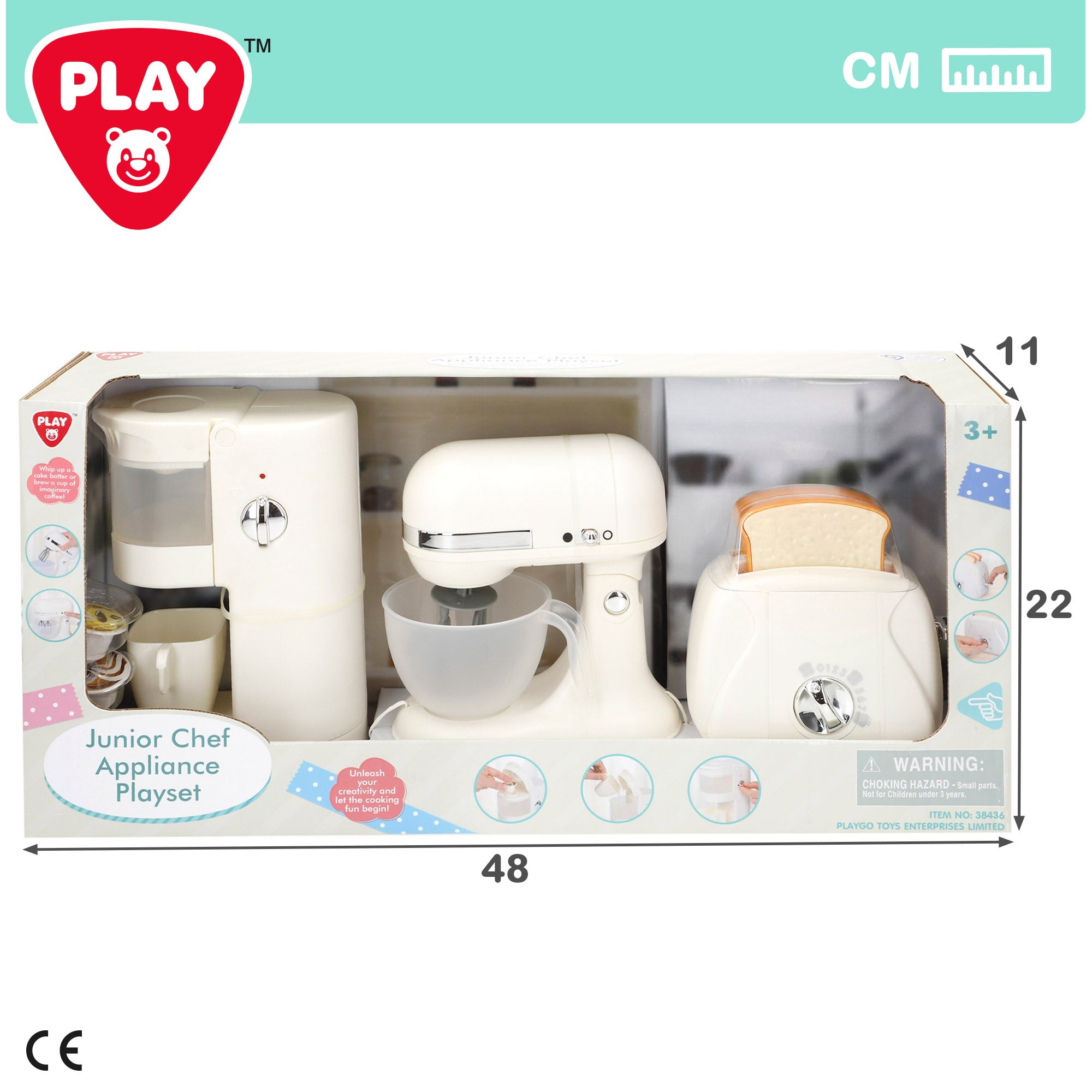 PLAY Set Tostadora, batidora y cafetera de juguete con luz y sonido