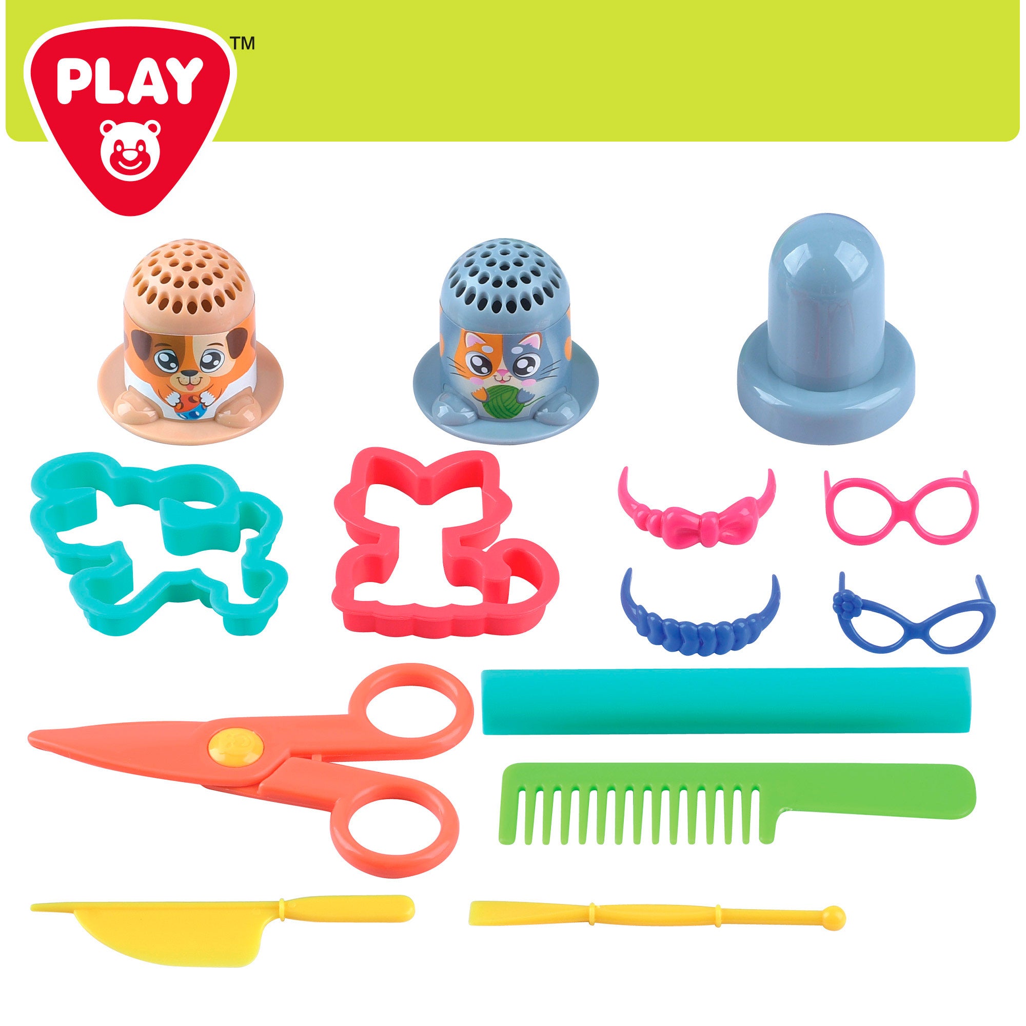 PLAY Juego de plastilina peluquería mascotas con moldes y accesorios