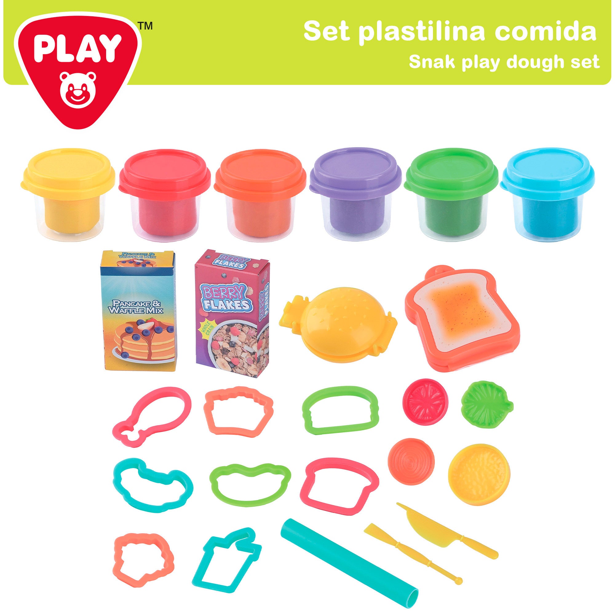 PLAY Juego de plastilina comida con moldes y accesorios