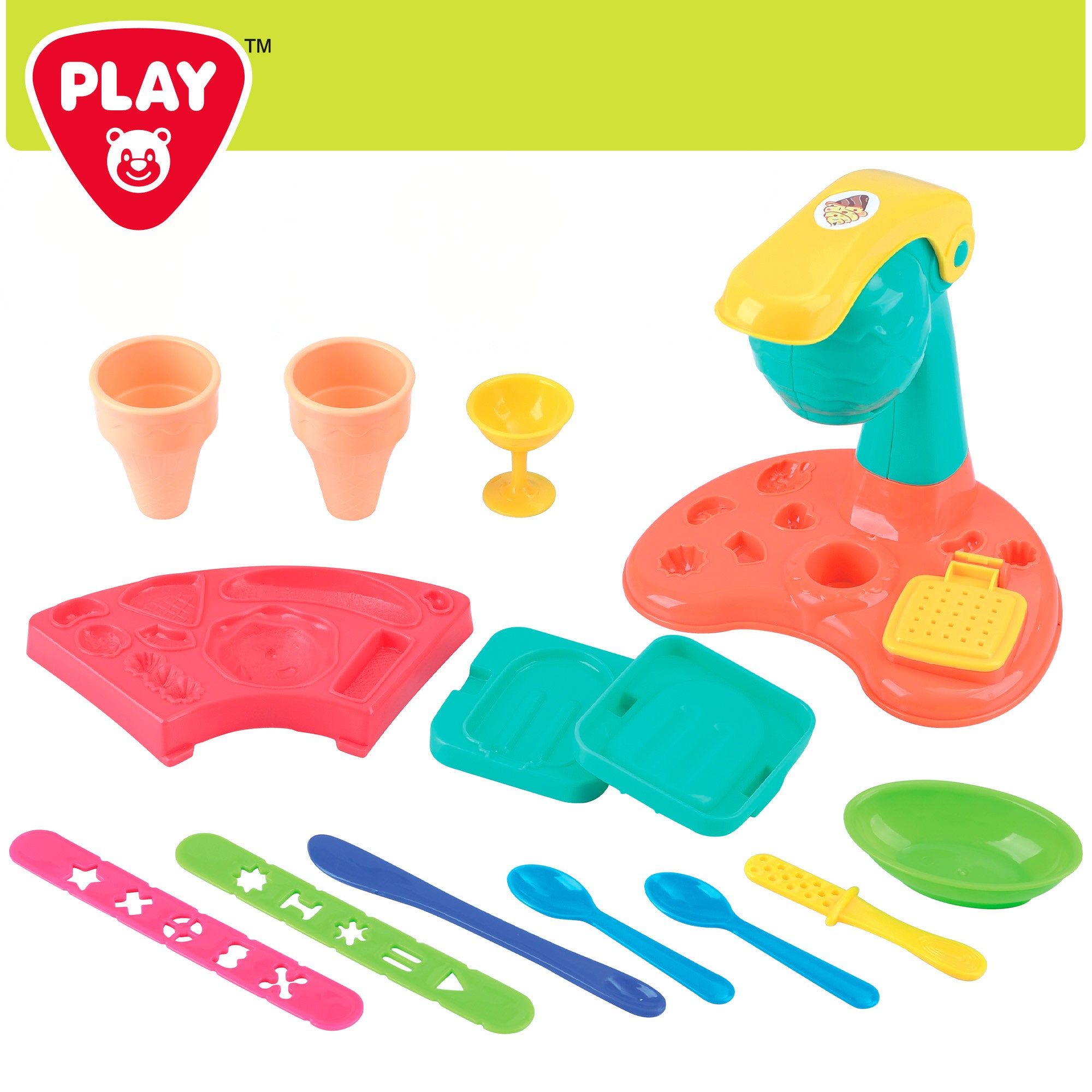 PLAY Juego de plastilina máquina de helados con moldes y accesorios