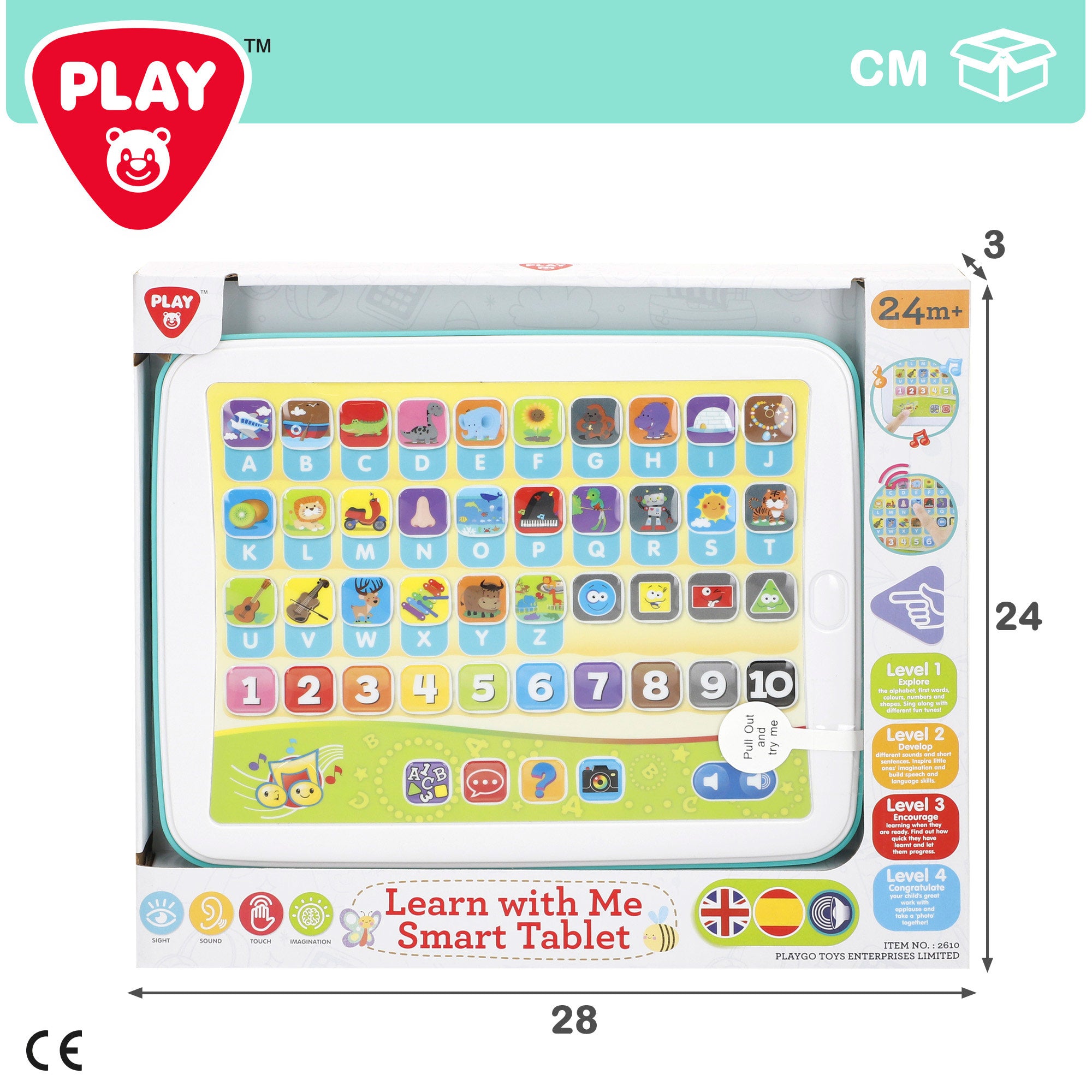 PLAY Tablet educativa español e inglés con letras, números y sonidos