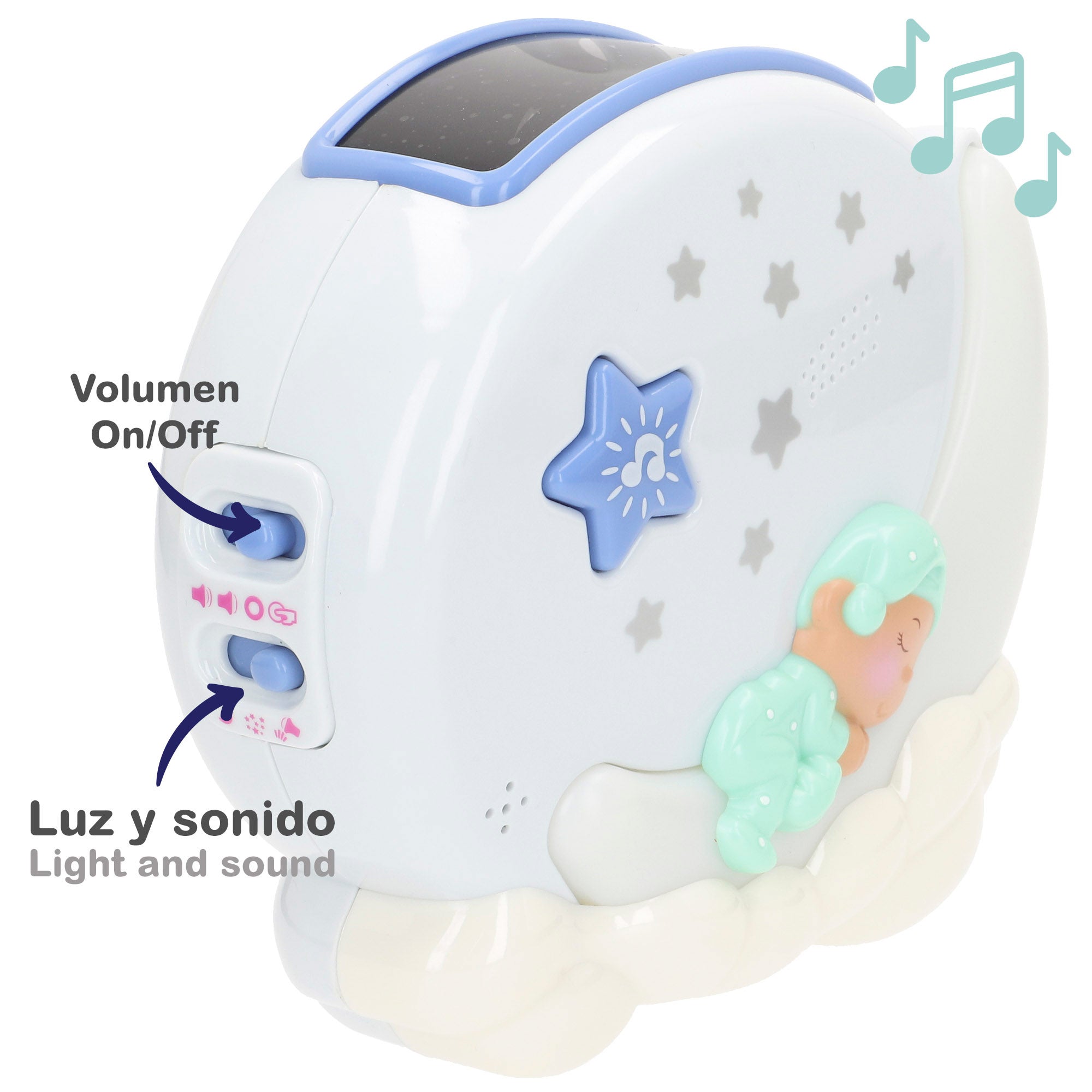 PLAY Proyector de cuna con luz y música estrellas para bebés