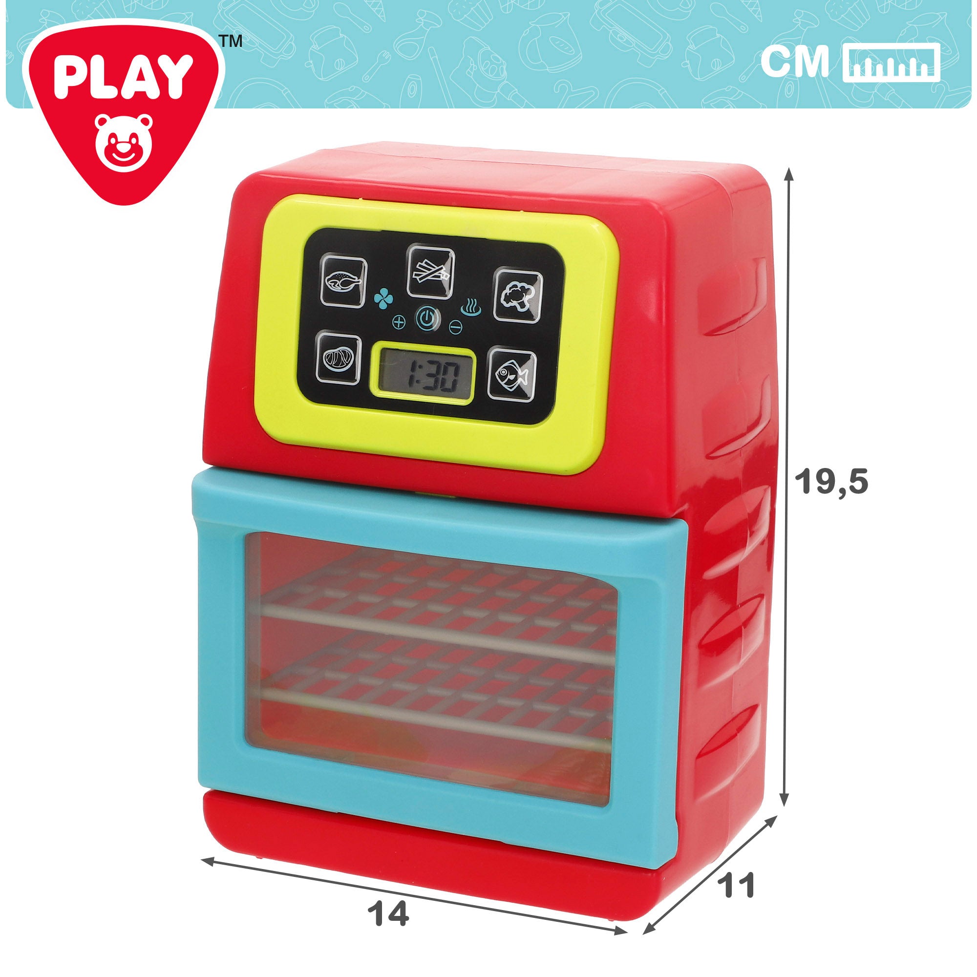 PLAY Freidora aire eléctrica de juguete con 14 piezas luces y sonidos