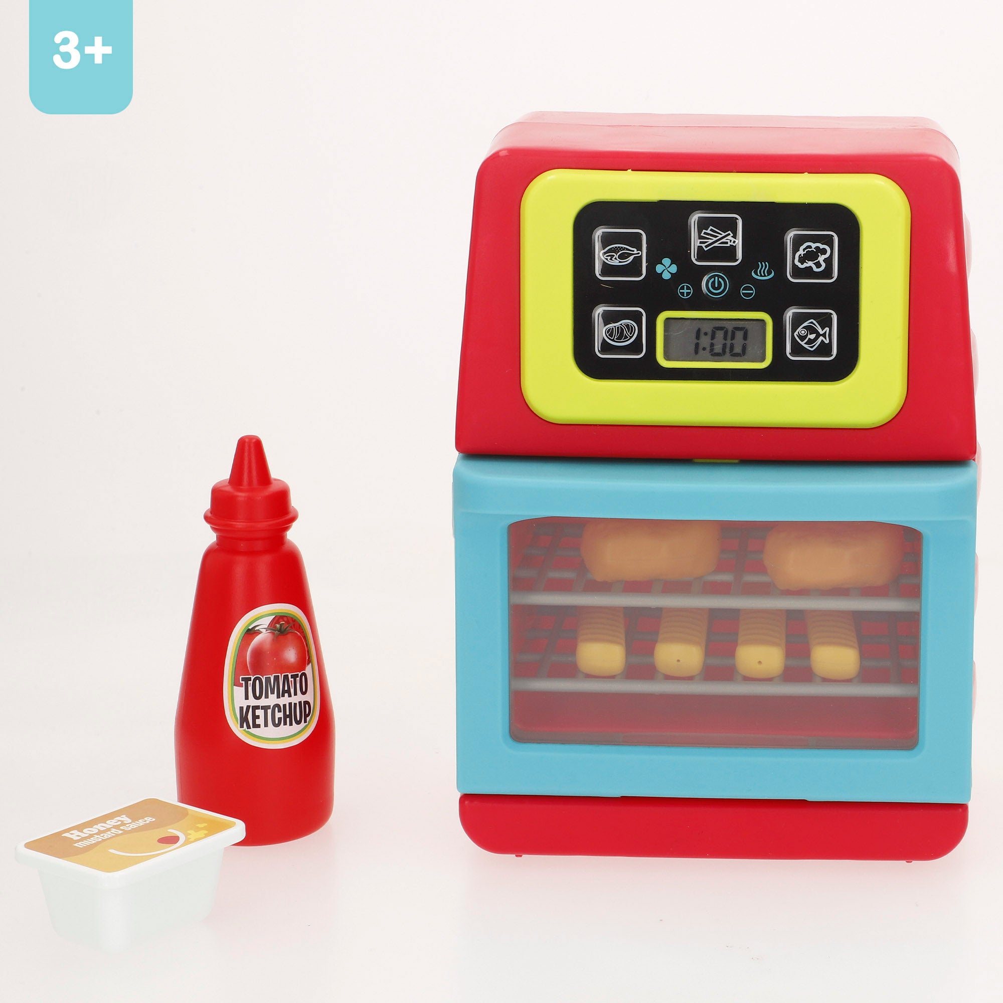 PLAY Freidora aire eléctrica de juguete con 14 piezas luces y sonidos