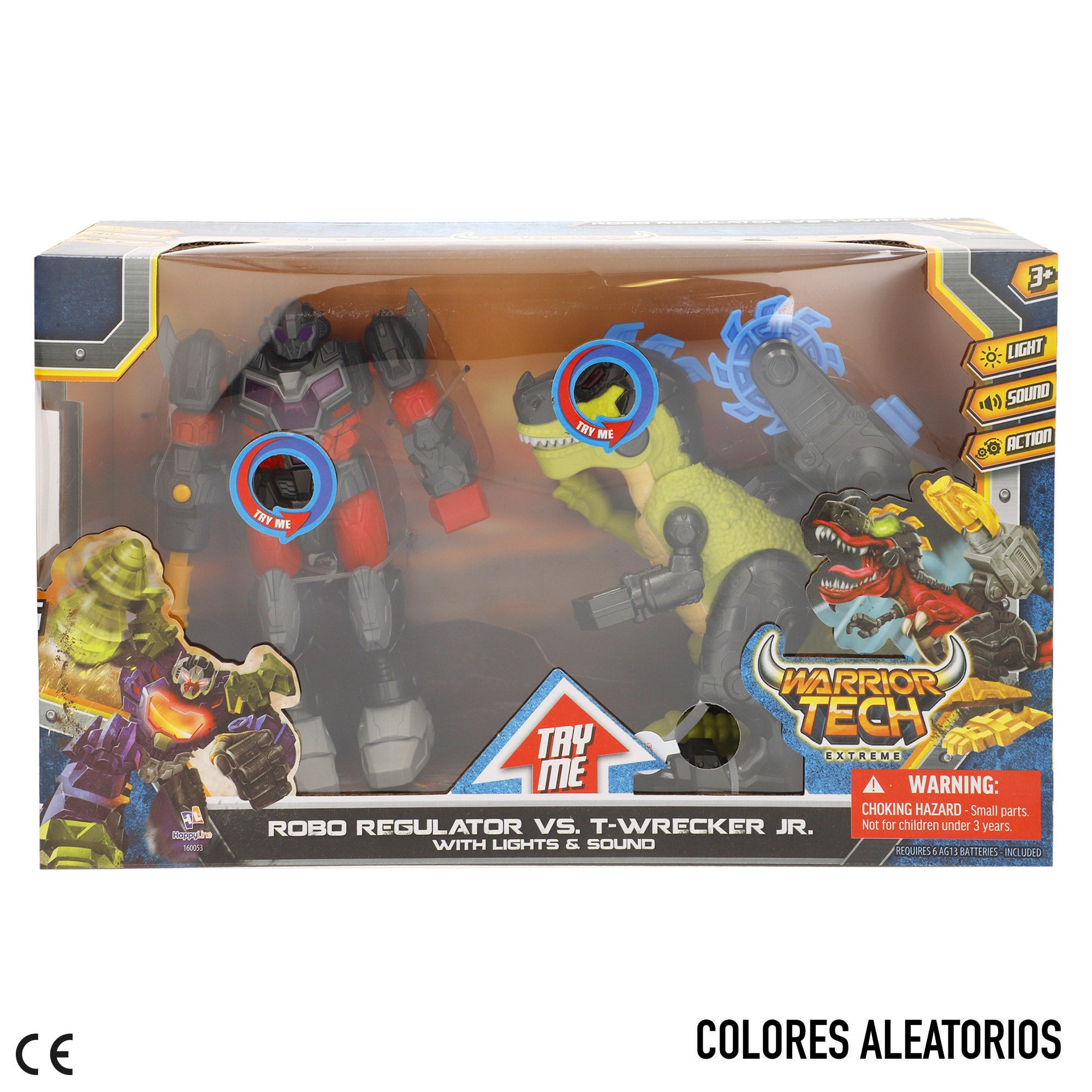 Set juguete robot vs dinosaurio con luz y sonido surtido Warrior Tech