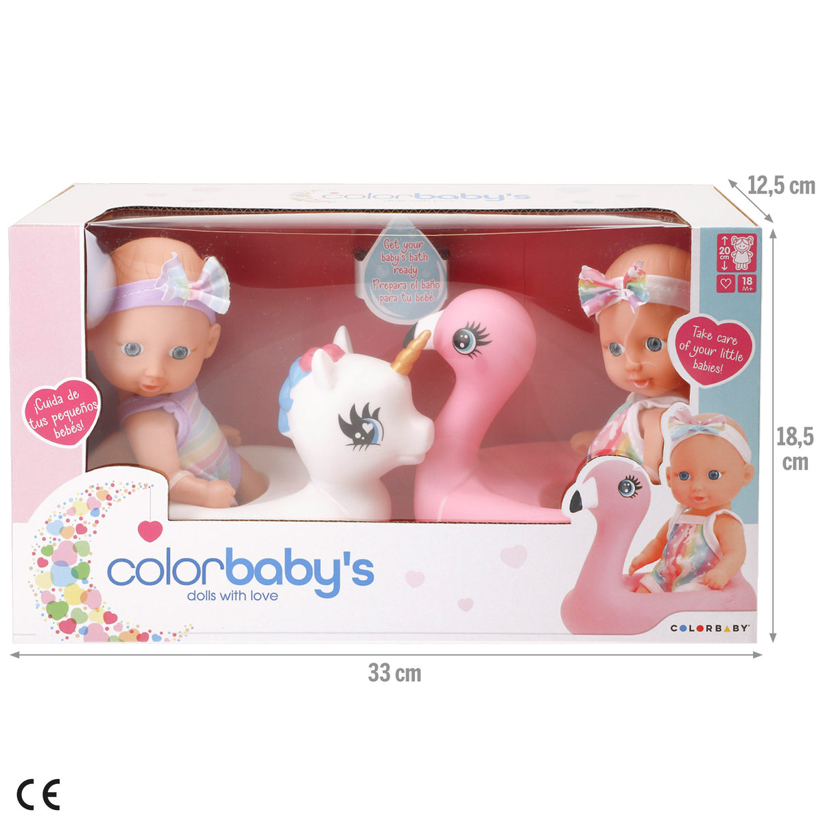 Set 2 bebés 20 cm con hinchables + 18 meses Colorbaby's