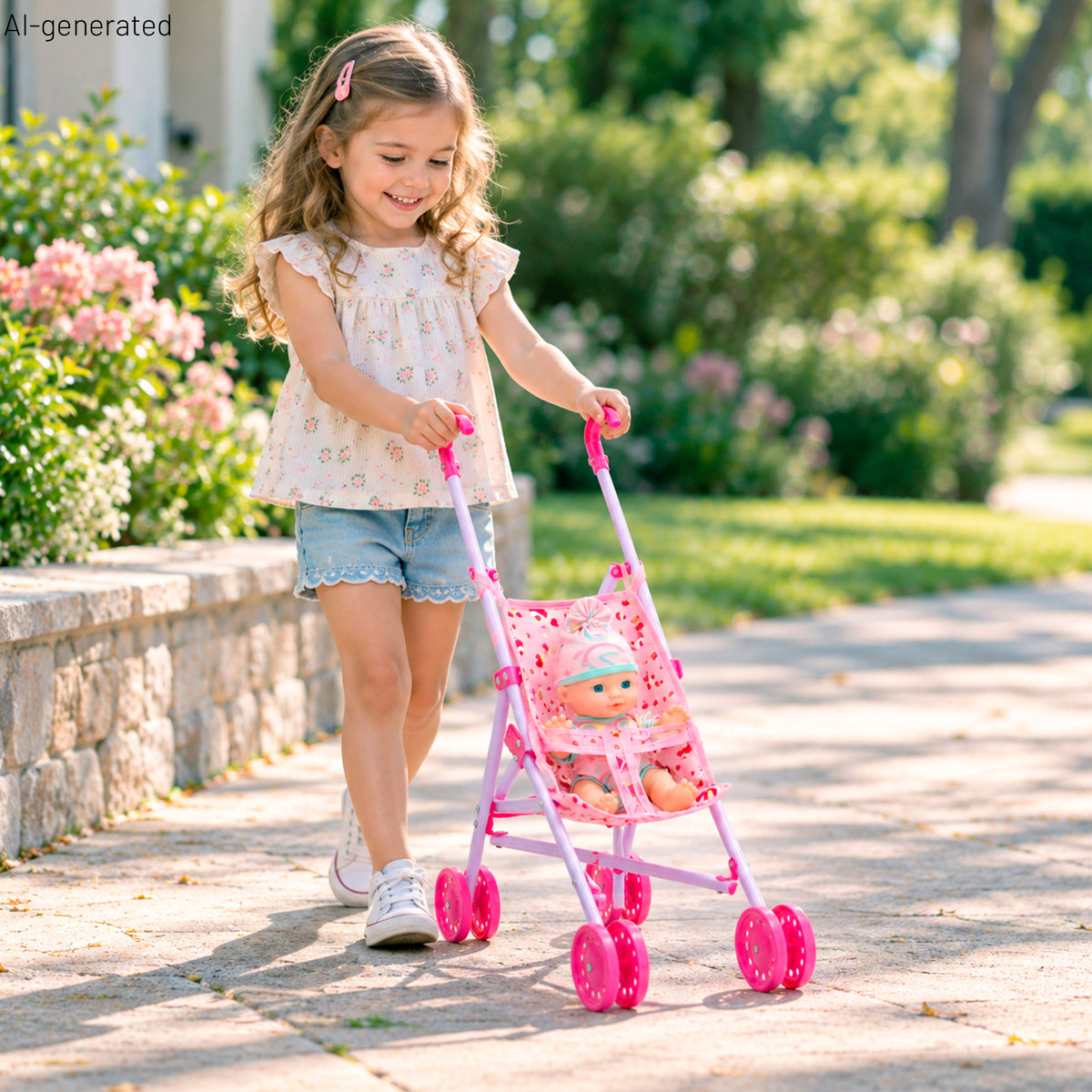 Set muñeco bebé 20 cm con trona, balancín y cuna Colorbaby's