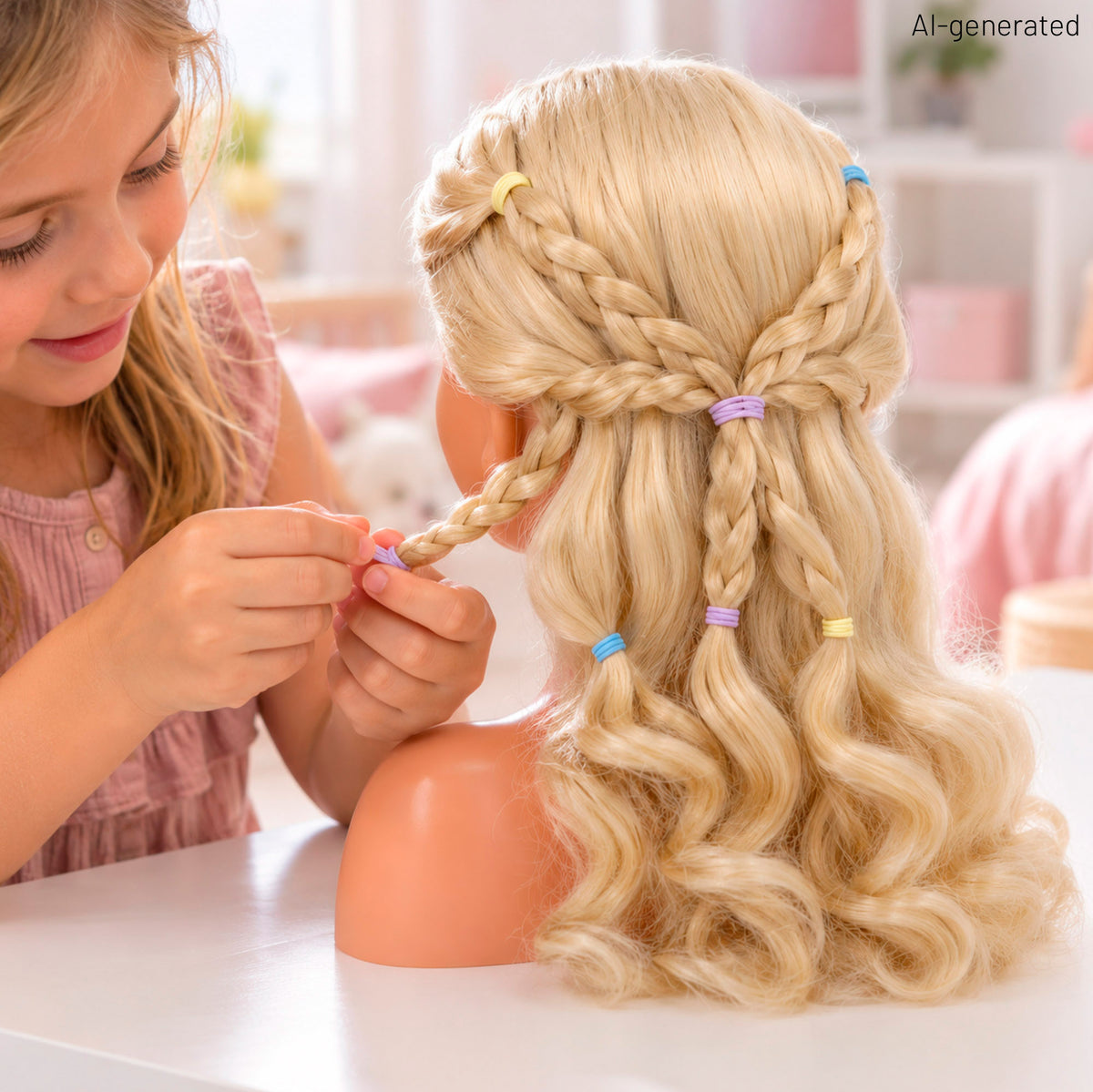 Busto muñeca con accesorios peluquería Isabella