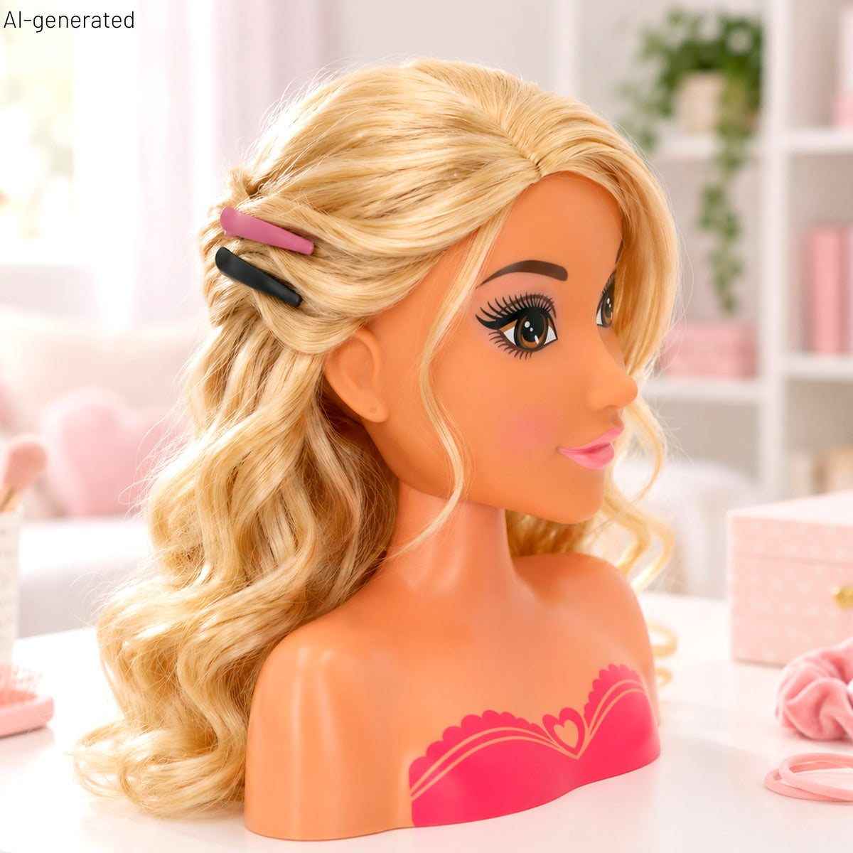Busto muñeca con accesorios peluquería Isabella