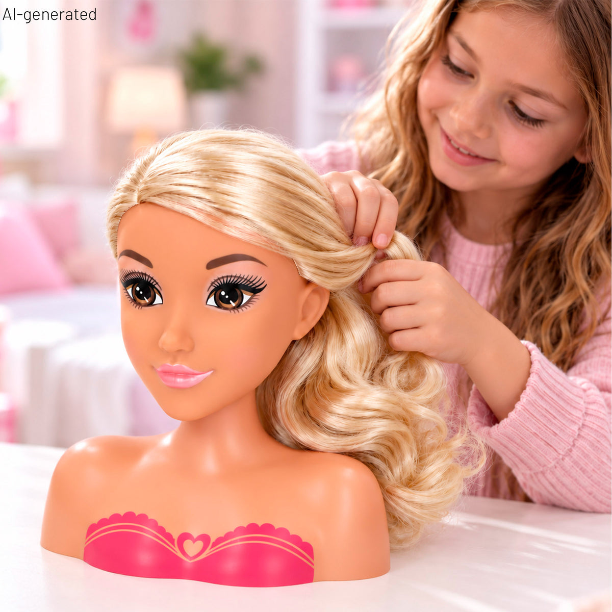 Busto muñeca con accesorios peluquería Isabella