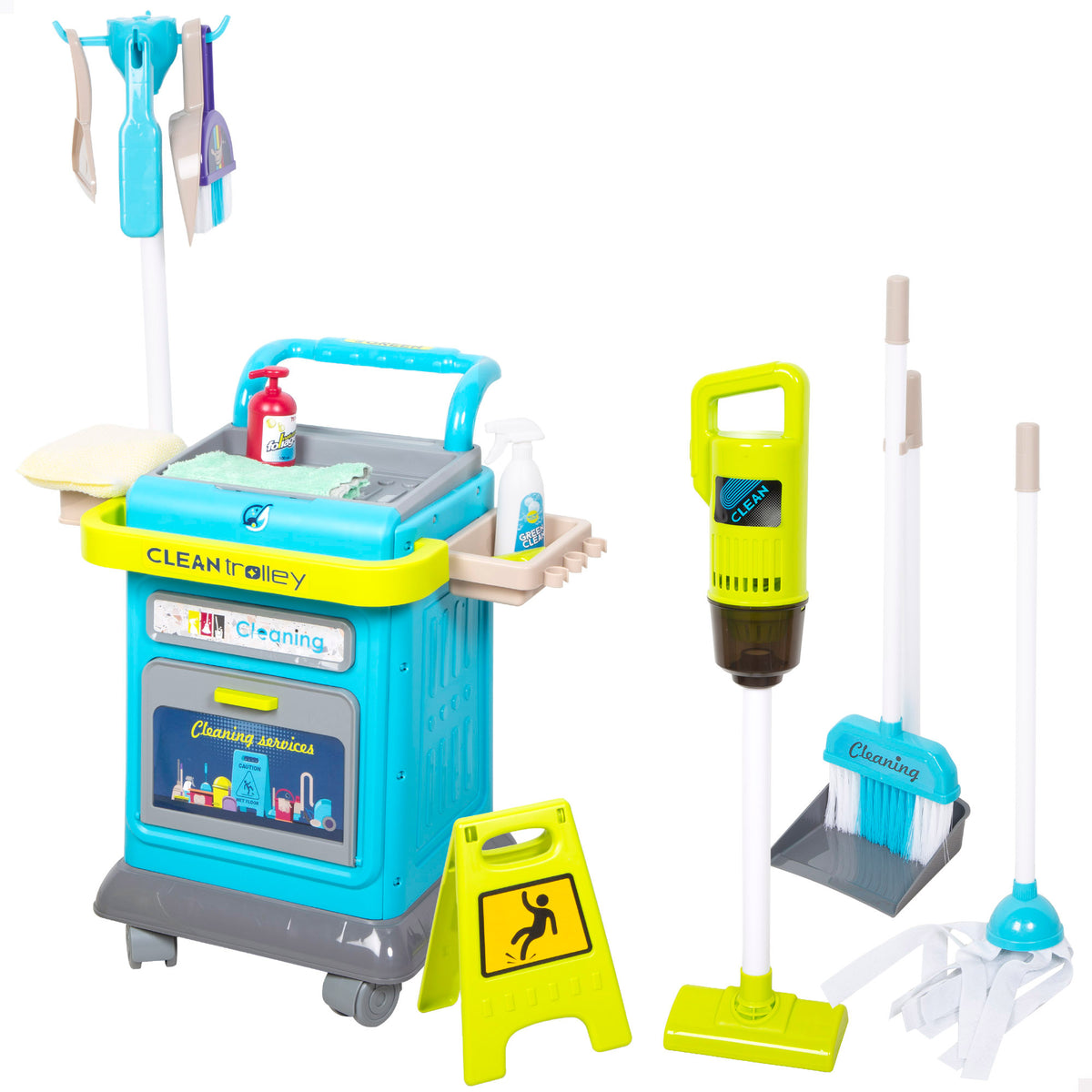 Set de limpieza infantil con carrito, aspiradora eléctrica y accesorios My Home