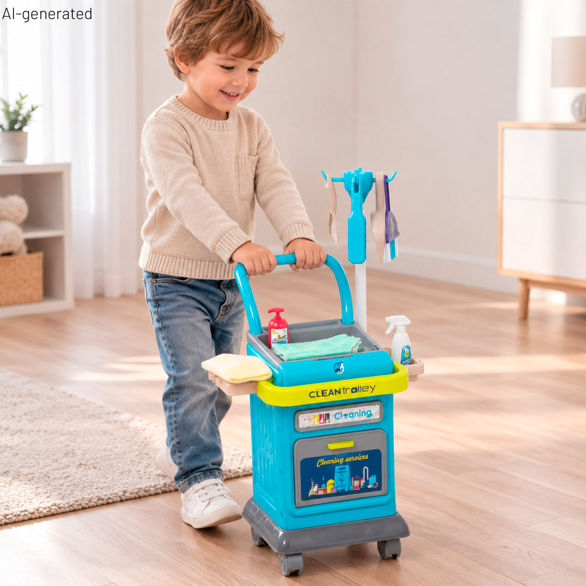 Set de limpieza infantil con carrito, aspiradora eléctrica y accesorios My Home
