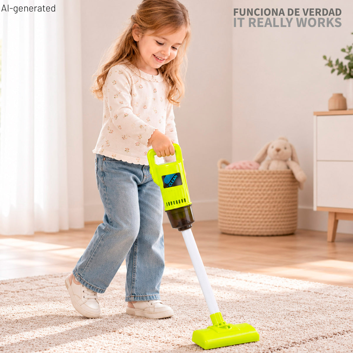 Set de limpieza infantil con carrito, aspiradora eléctrica y accesorios My Home