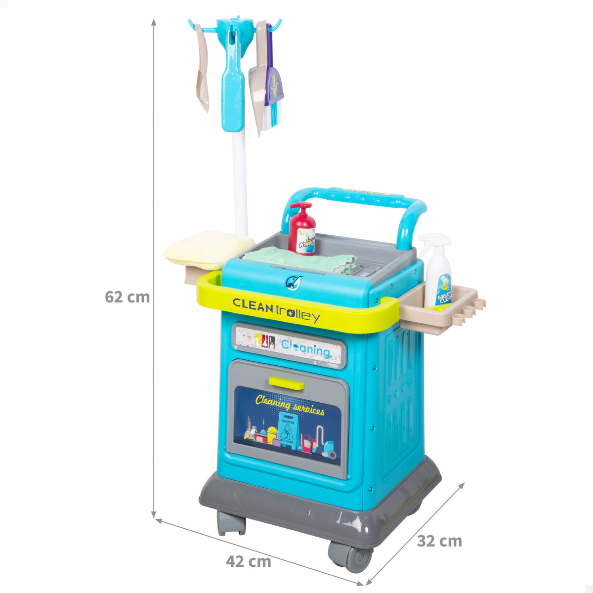 Set de limpieza infantil con carrito, aspiradora eléctrica y accesorios My Home