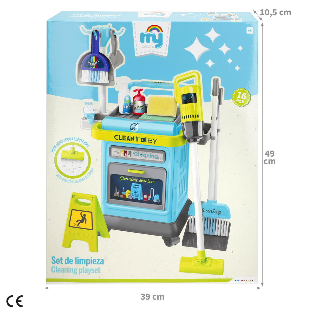 Set de limpieza infantil con carrito, aspiradora eléctrica y accesorios My Home