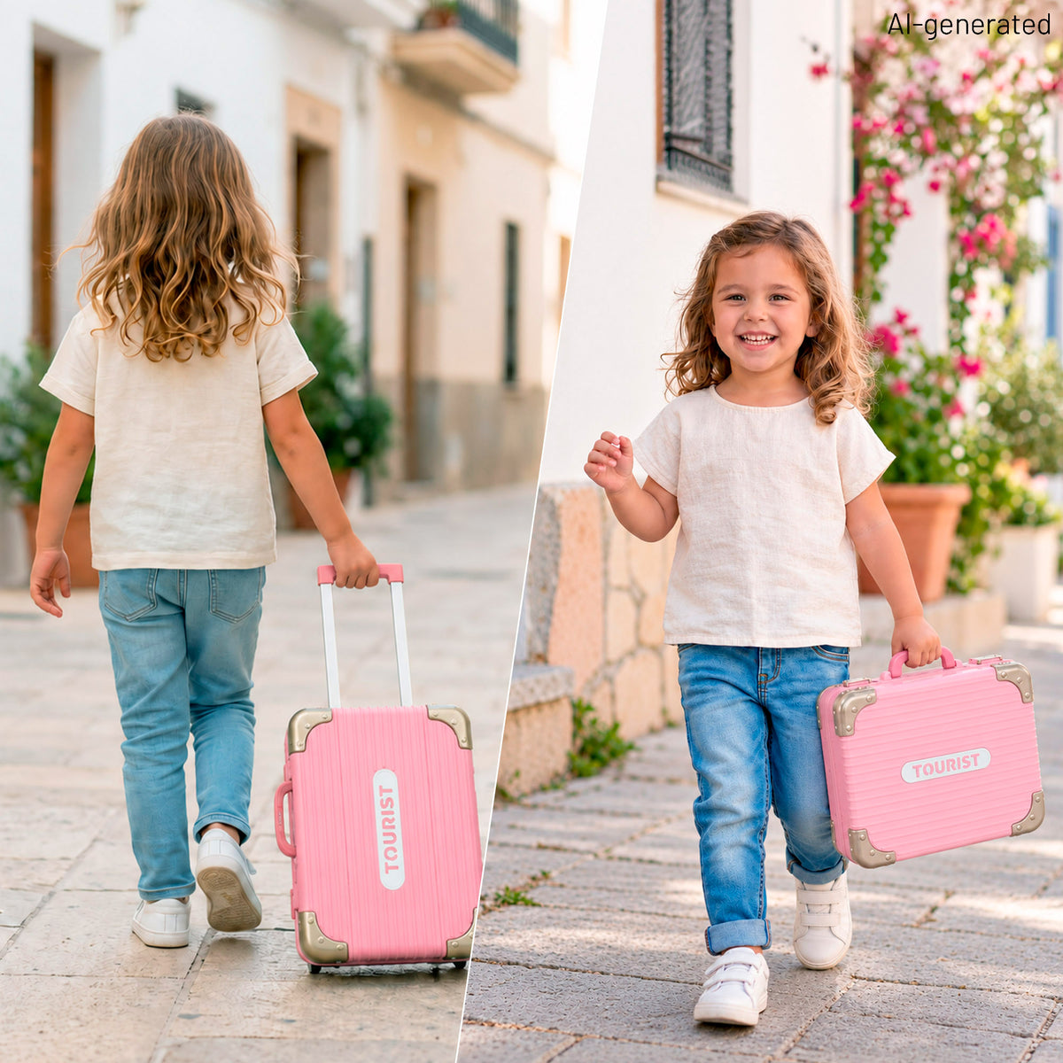 Tocador de viaje infantil 2 en 1 con maleta trolley, accesorios de belleza, luz y sonido Beauty Love
