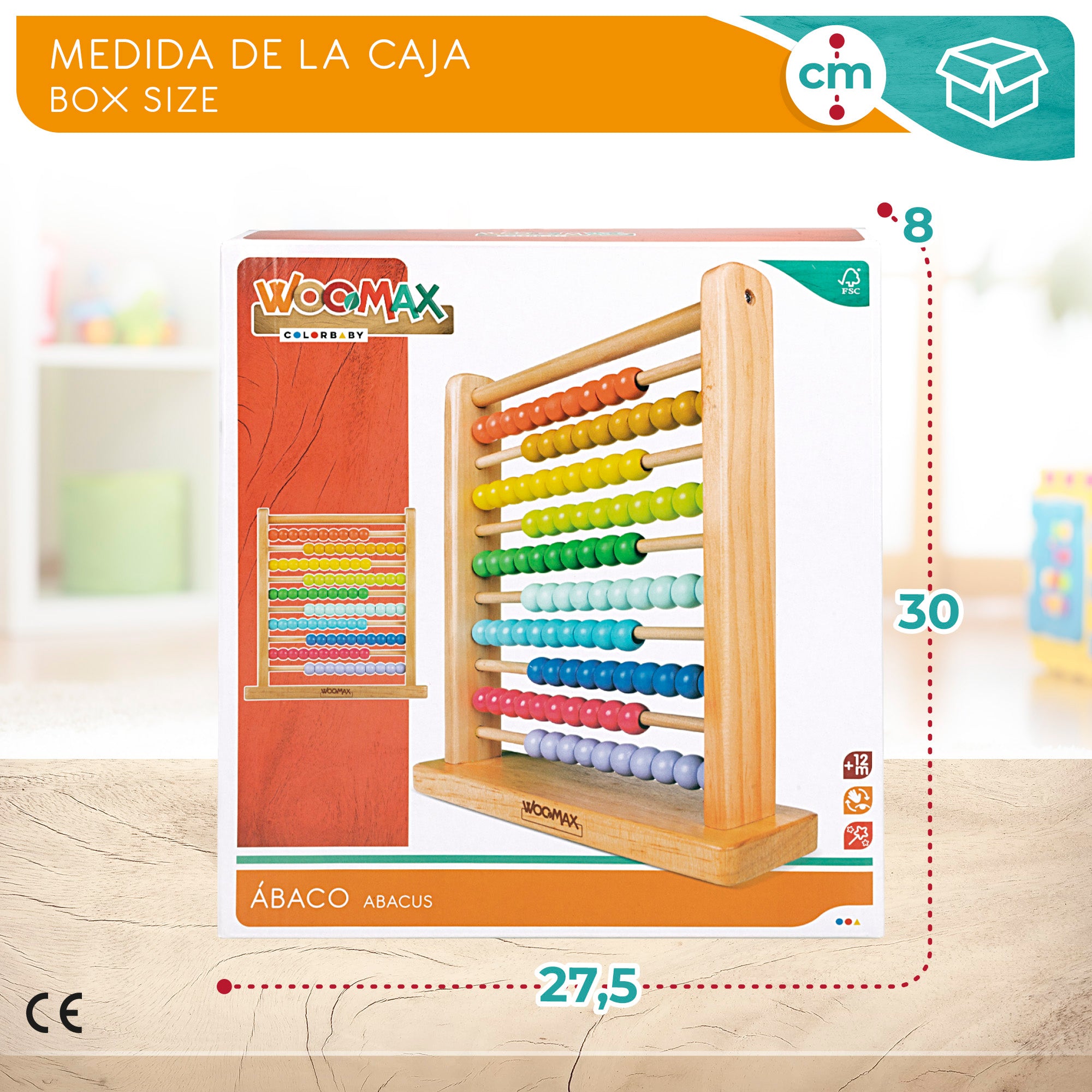WOOMAX Ábaco de madera multicolor