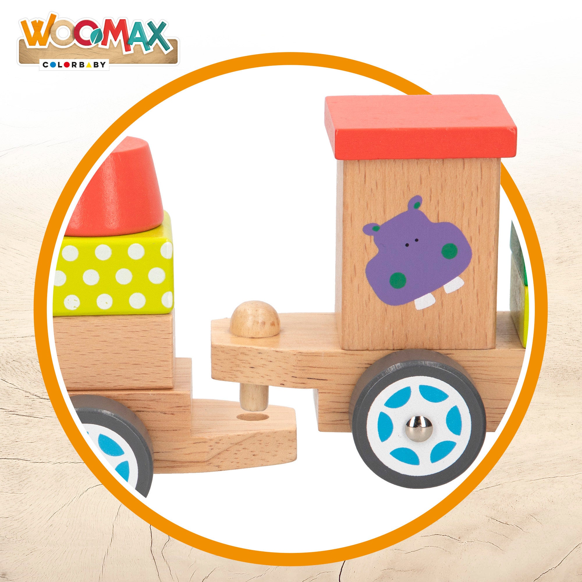 WOOMAX Tren de madera Zoo