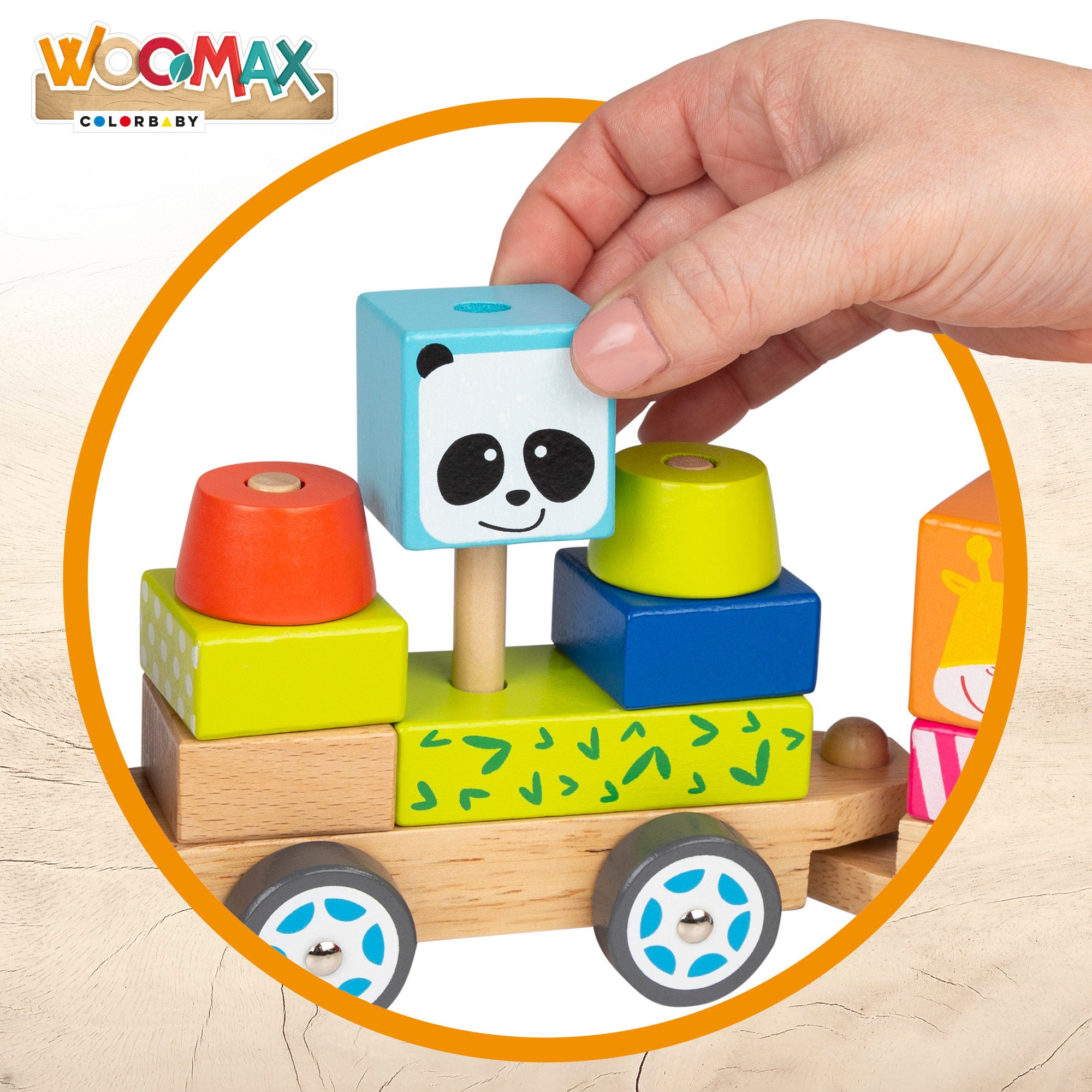 WOOMAX Tren de madera Zoo