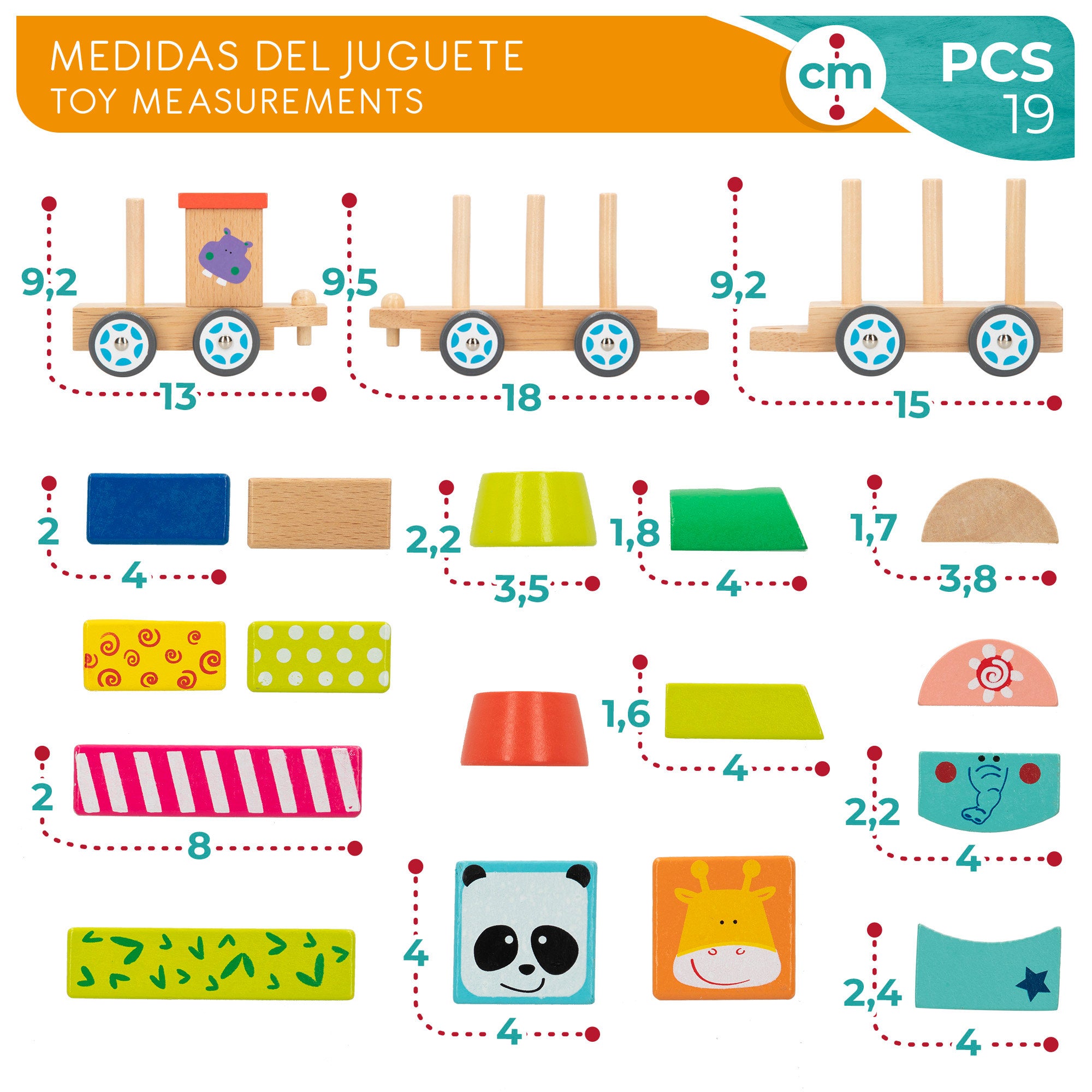 WOOMAX Tren de madera Zoo