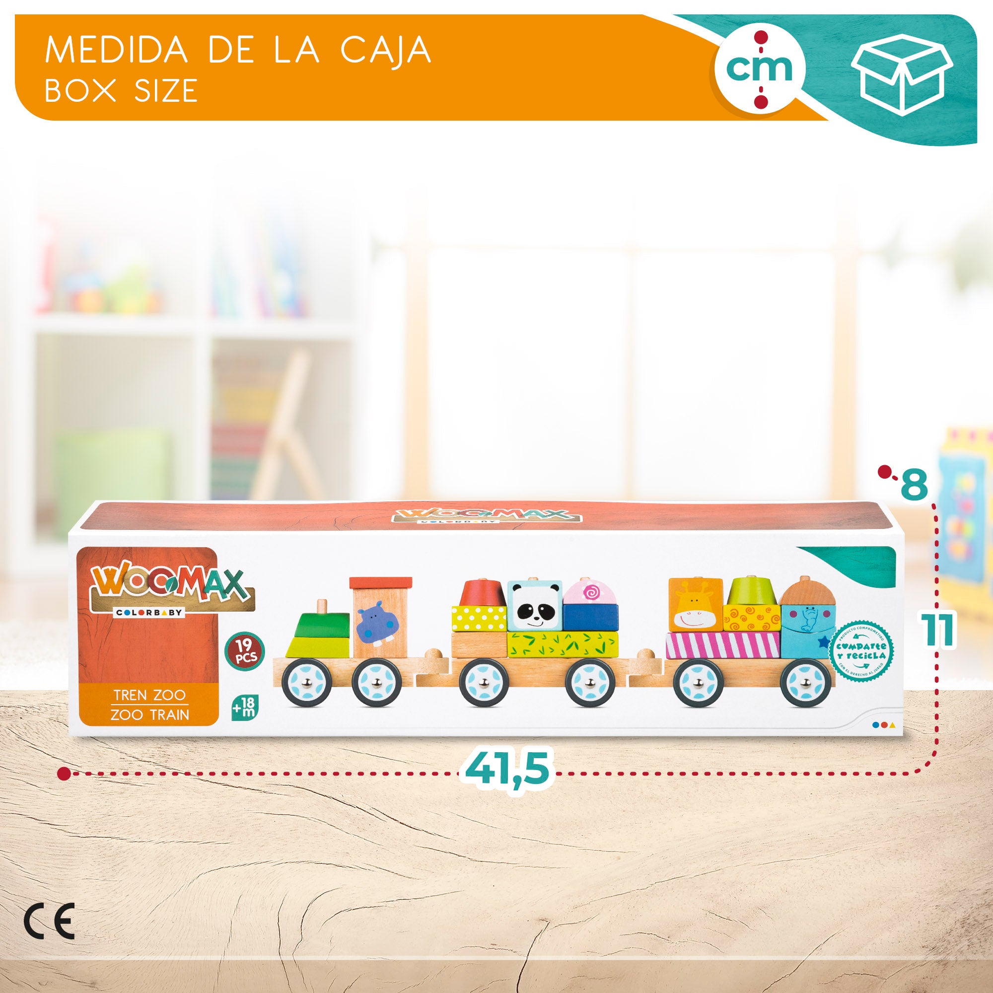 WOOMAX Tren de madera Zoo