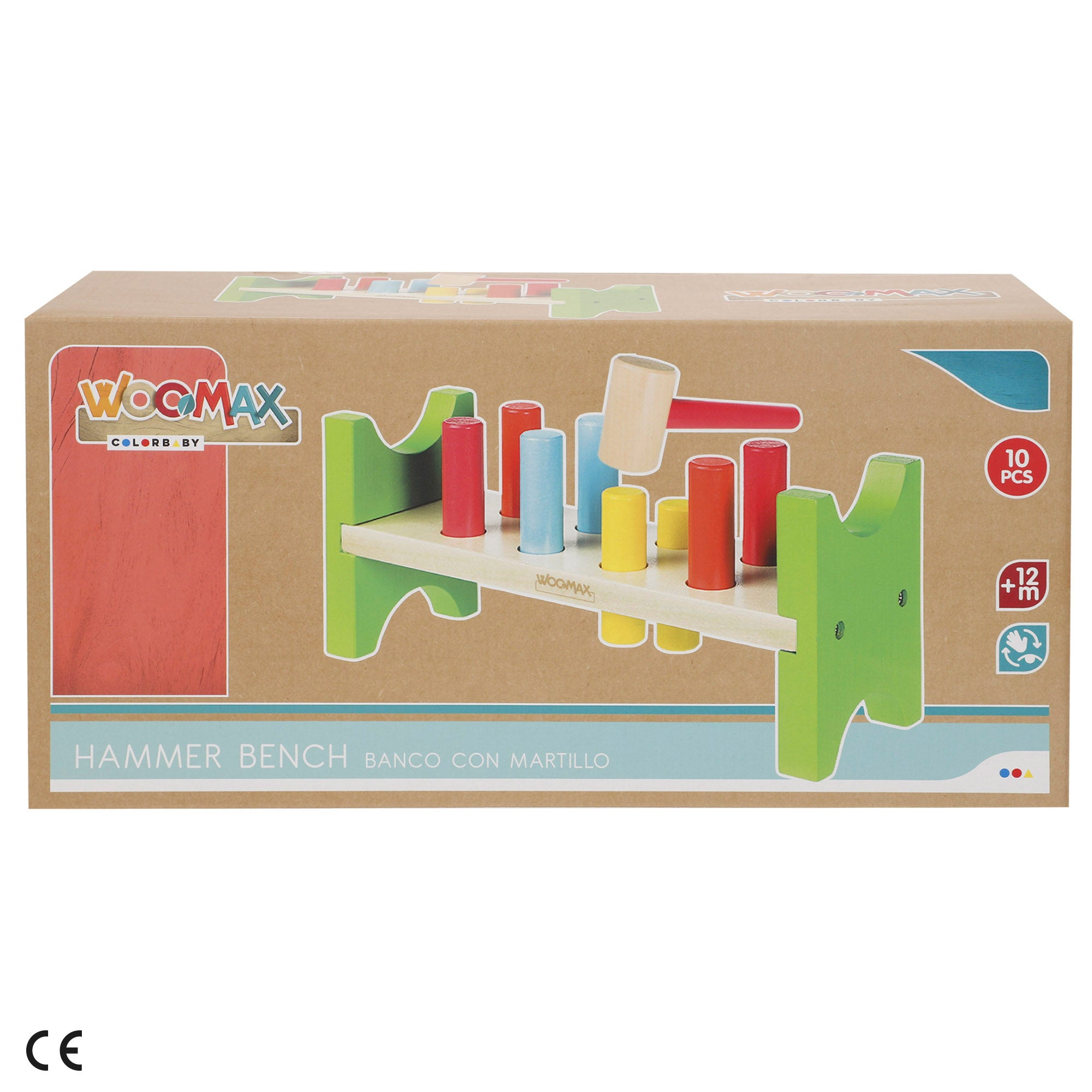 WOOMAX Banco de madera con martillo