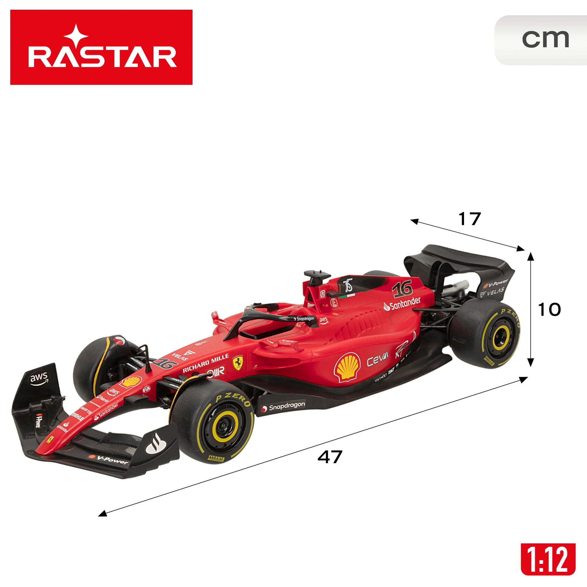 RASTAR Coche teledirigido 2022 Ferrari F1-75 1:12