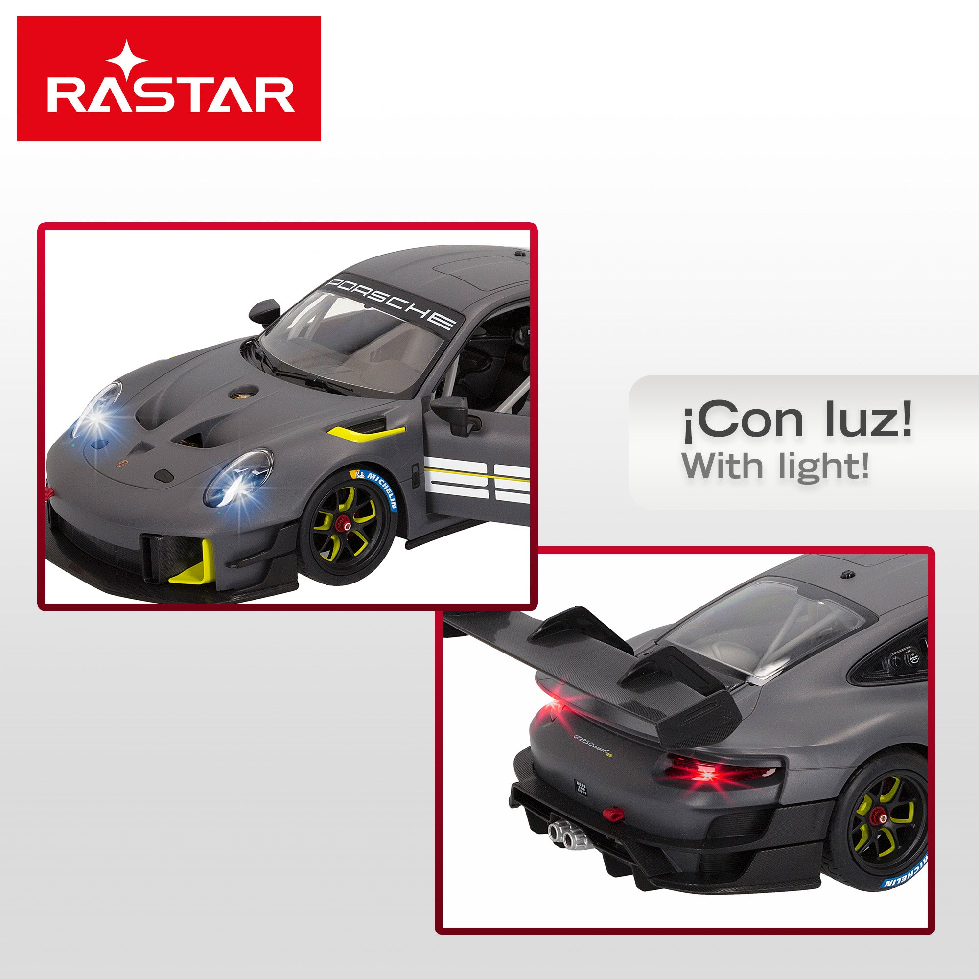 RASTAR Coche teledirigido Porsche 911 GT2 RS Clubsport 25 1:14 con luz