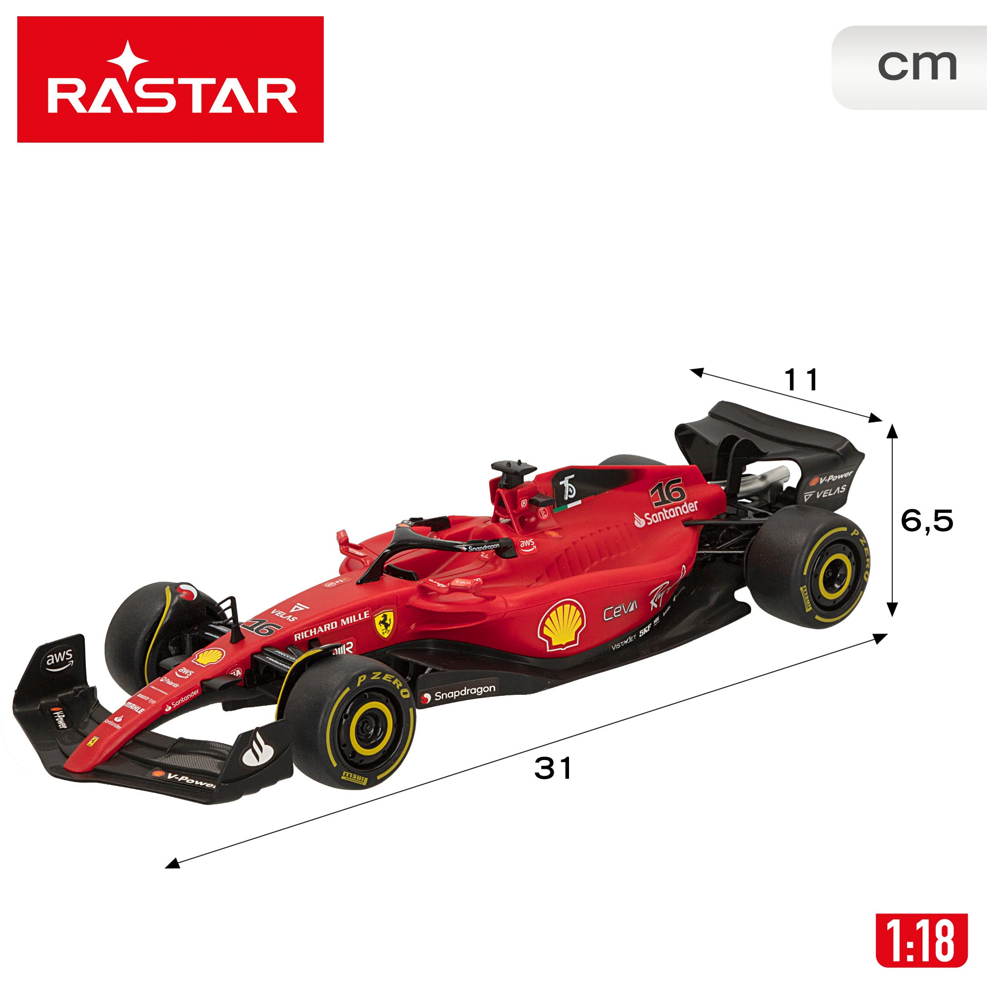 RASTAR Coche teledirigido 2022 Ferrari F1-75 1:18