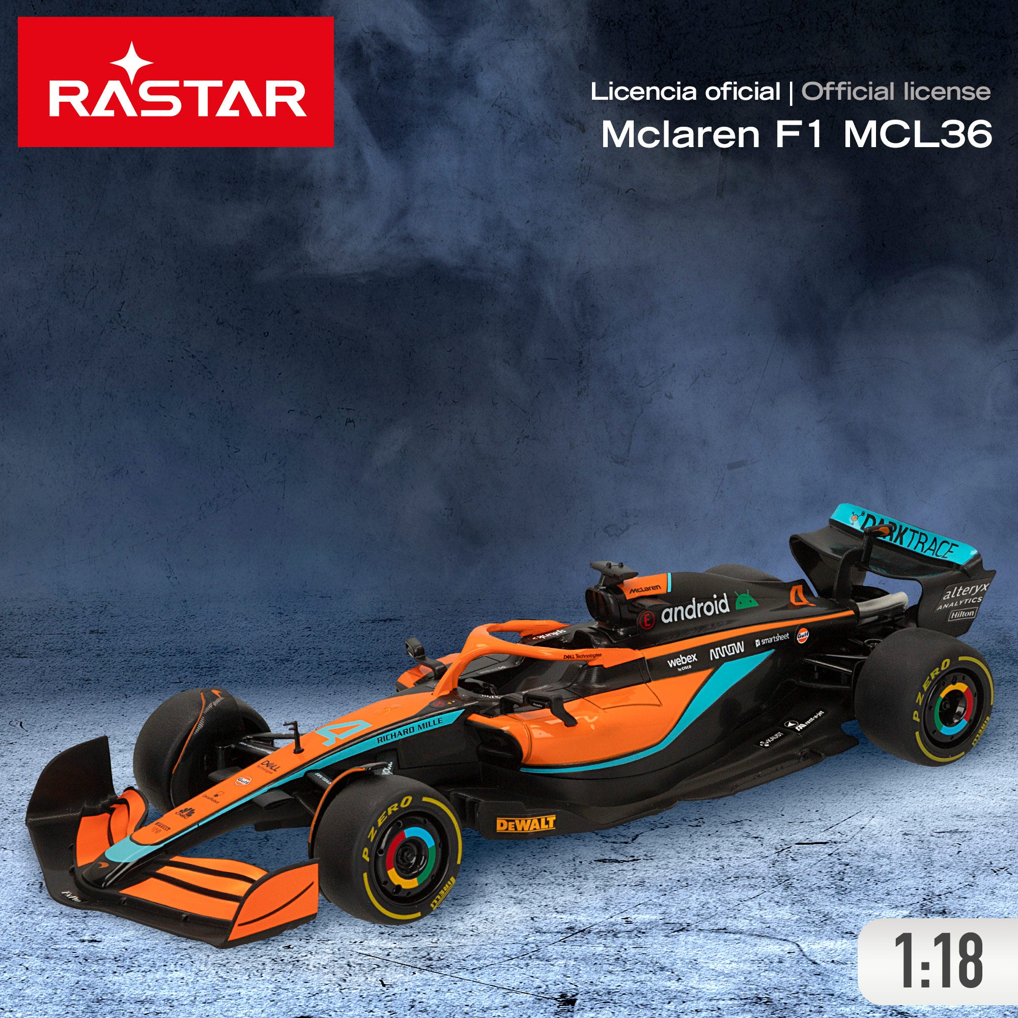 RASTAR Coche teledirigido F1 2022 McLaren MCL36 1:18