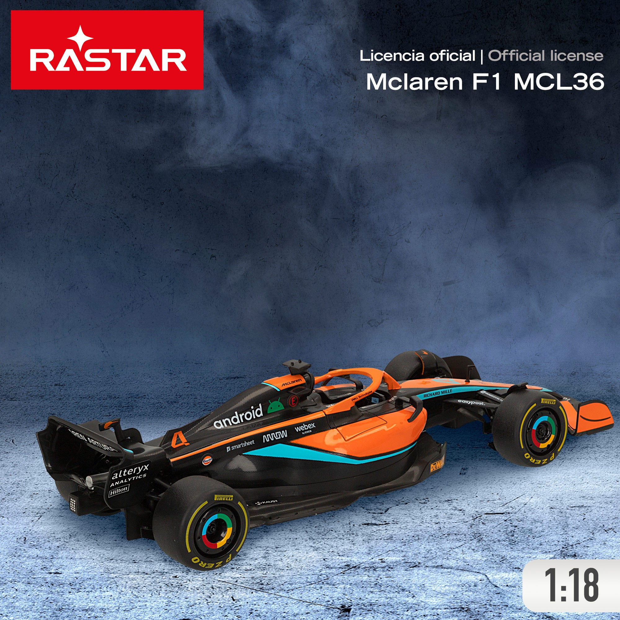 RASTAR Coche teledirigido F1 2022 McLaren MCL36 1:18