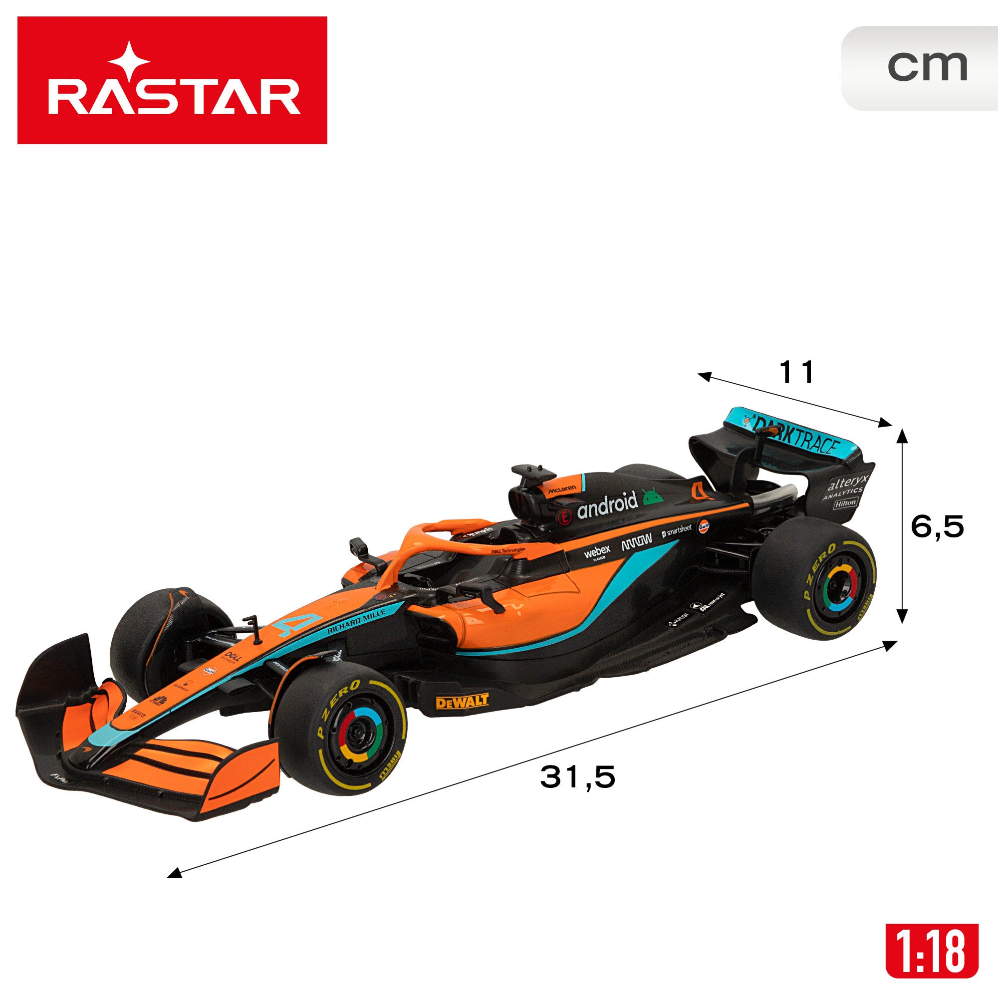 RASTAR Coche teledirigido F1 2022 McLaren MCL36 1:18
