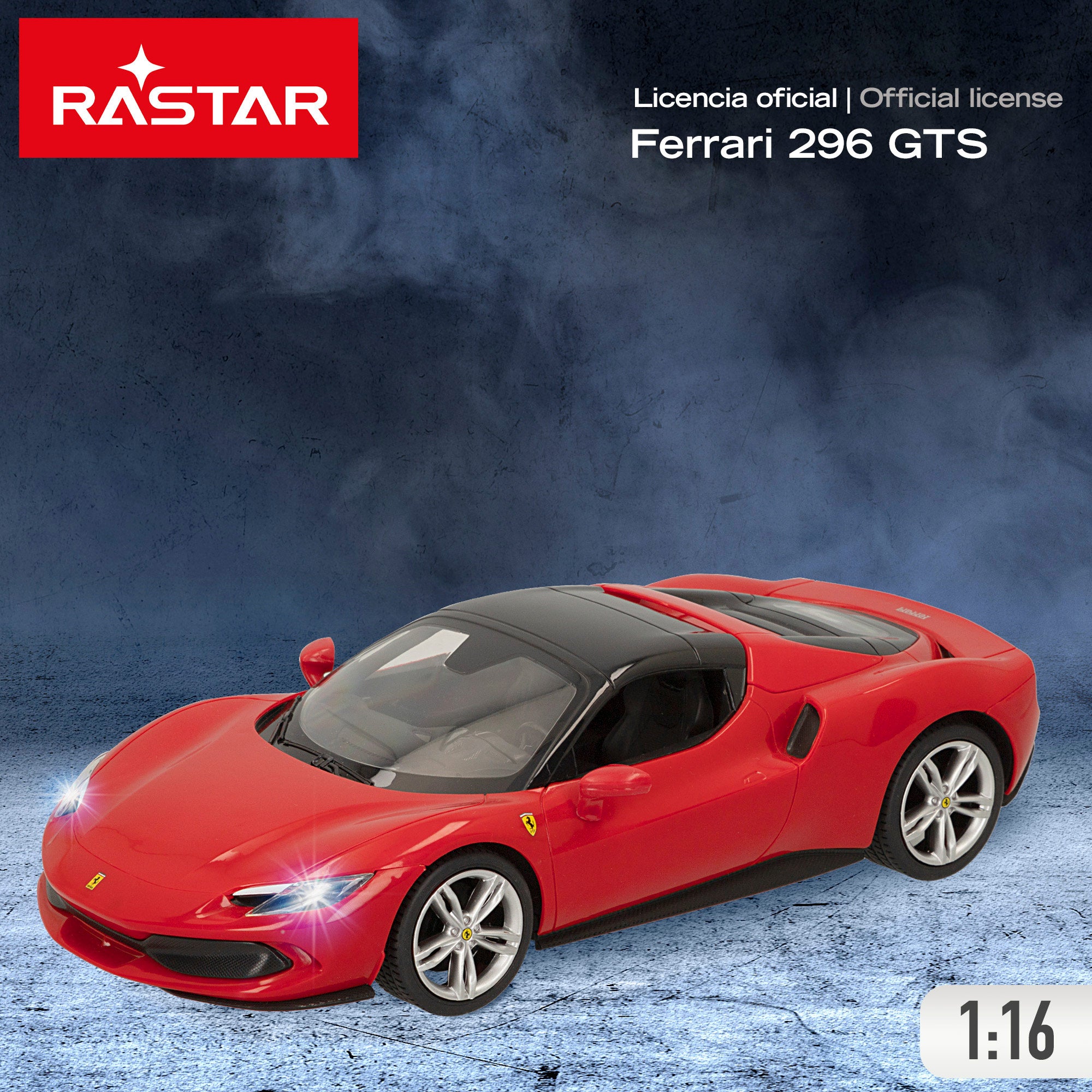 RASTAR Coche teledirigido Ferrari 296 GTS 1:16 con luz