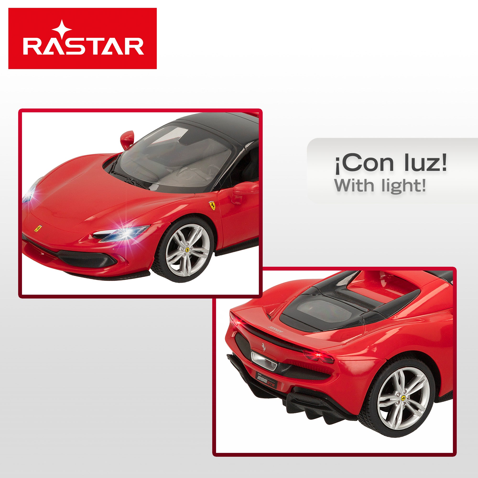 RASTAR Coche teledirigido Ferrari 296 GTS 1:16 con luz