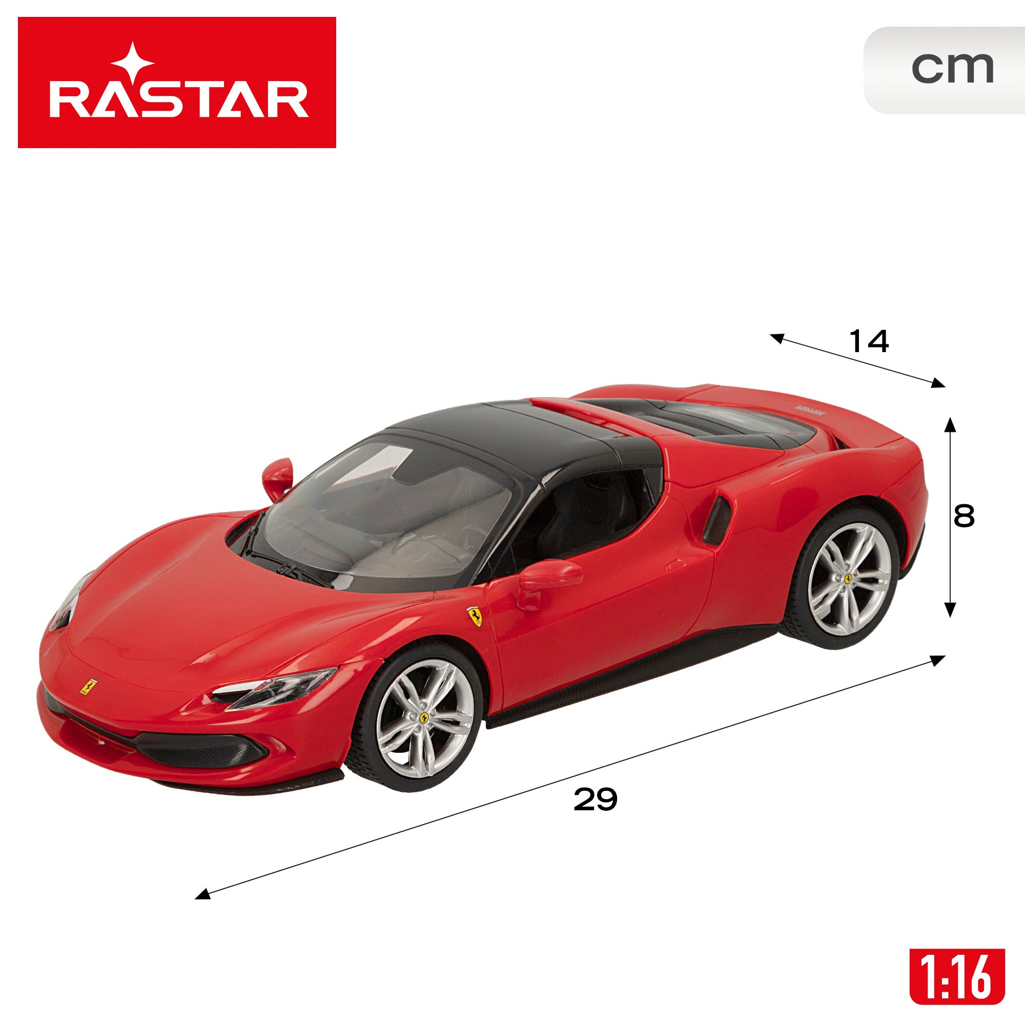 RASTAR Coche teledirigido Ferrari 296 GTS 1:16 con luz