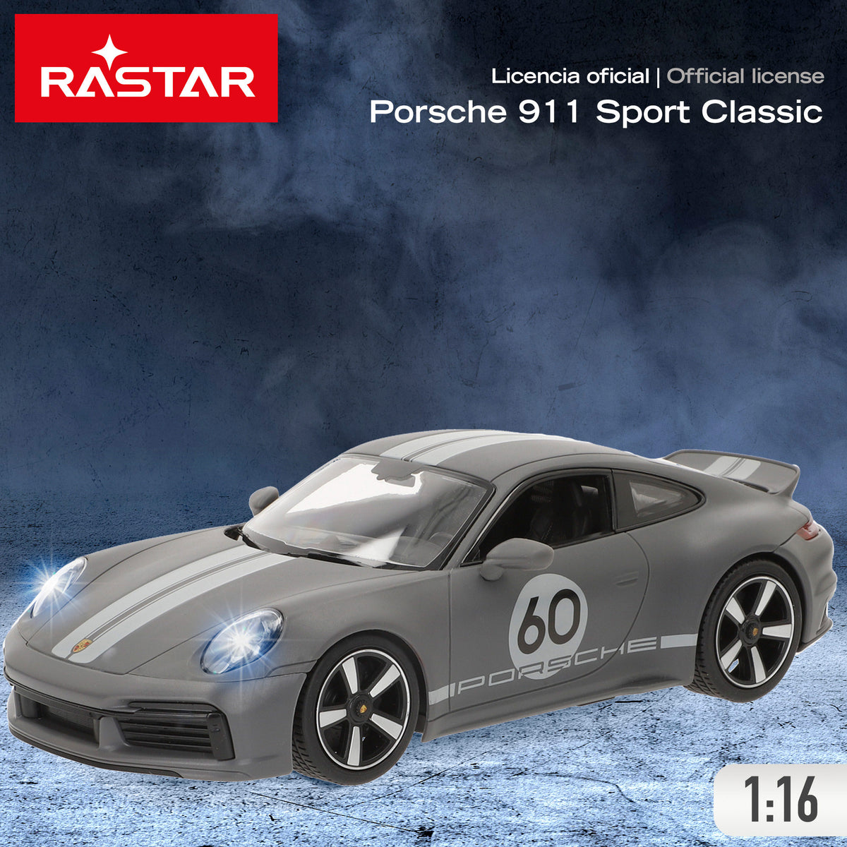RASTAR Coche teledirigido Porsche 911 Sport Classic 1:16 con luz