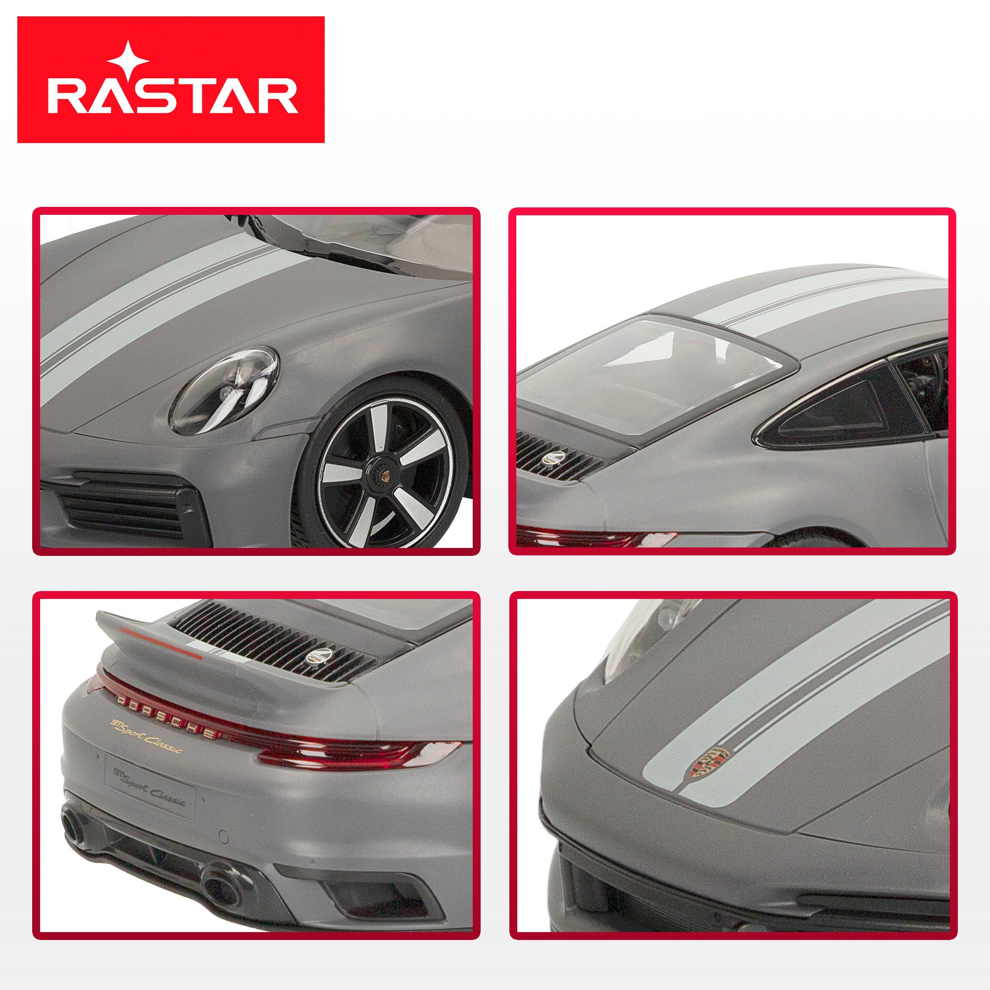 RASTAR Coche teledirigido Porsche 911 Sport Classic 1:16 con luz