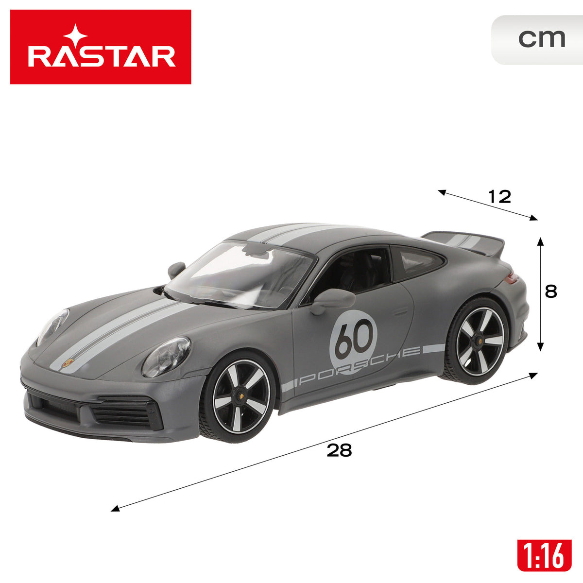 RASTAR Coche teledirigido Porsche 911 Sport Classic 1:16 con luz