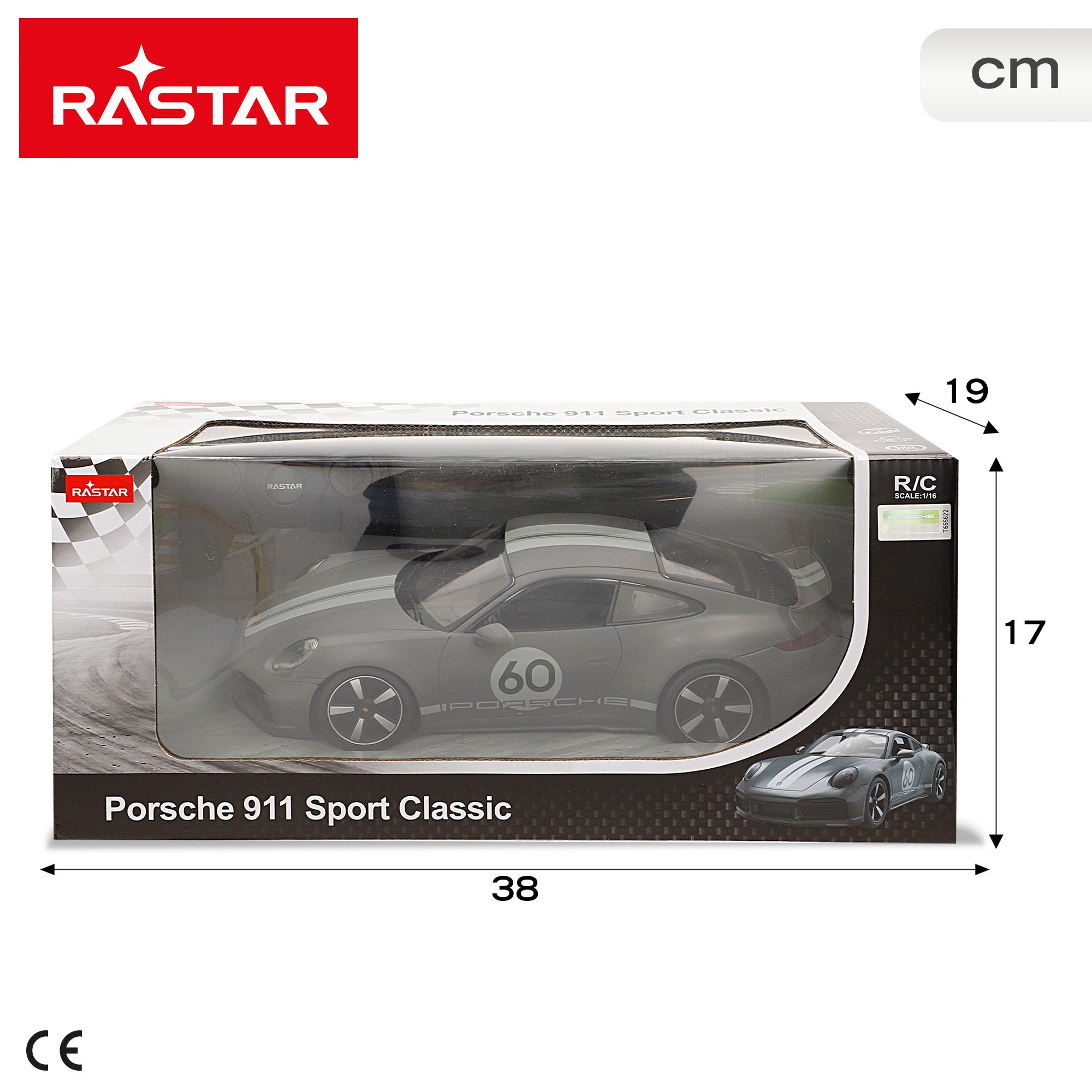 RASTAR Coche teledirigido Porsche 911 Sport Classic 1:16 con luz