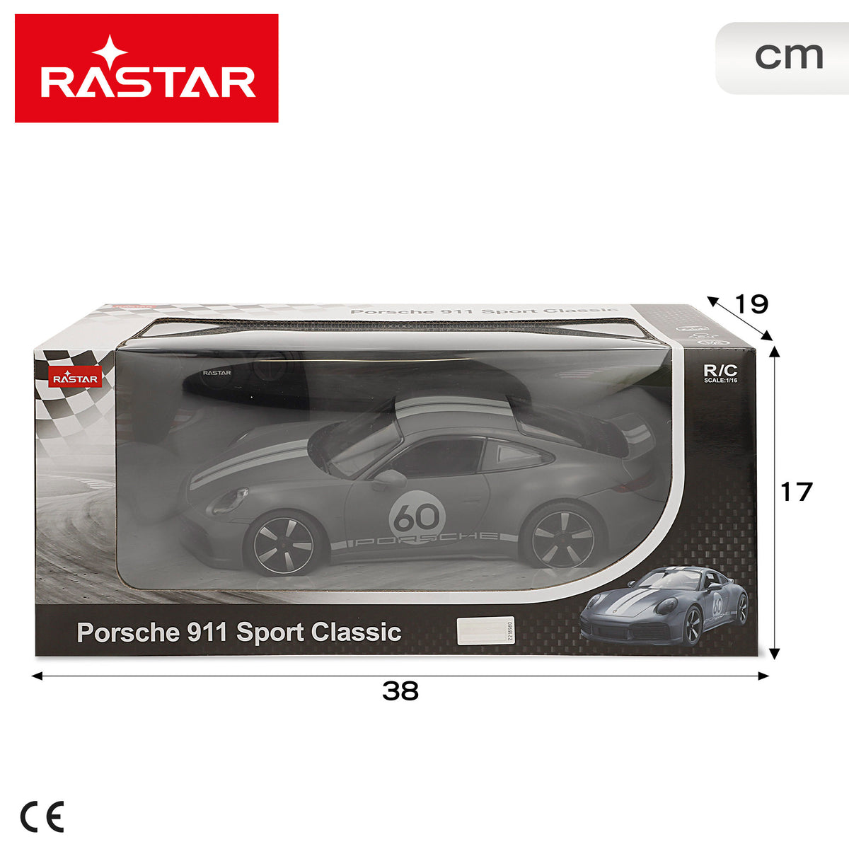 RASTAR Coche teledirigido Porsche 911 Sport Classic 1:16 con luz