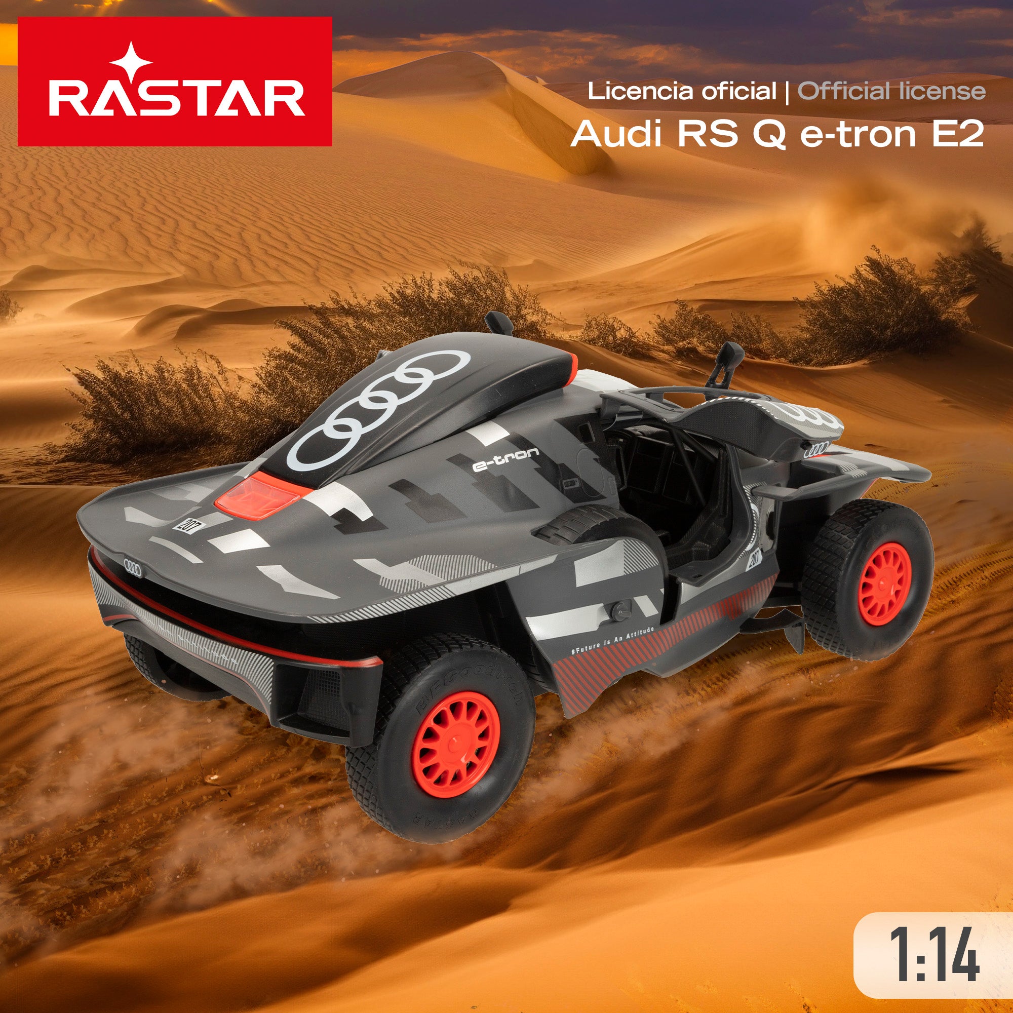 RASTAR Coche teledirigido oficial ganador Dakar '24 Audi RS Q e-tron E2 Sainz 1:14